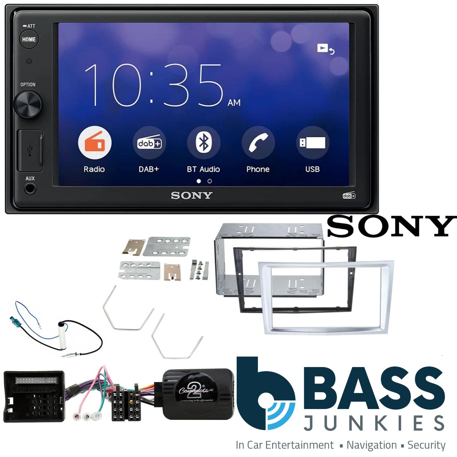 SONY XAV-1550D DAB+ Smart Bluetooth Car Radio + Stereo fitting kit + Steering Wheel Controls Loom for Vauxhall Astra (H) 2004-2010 | Corsa (D) 2006-2009 | Antara 2006-2010 | Zafira (B) 2005-2014