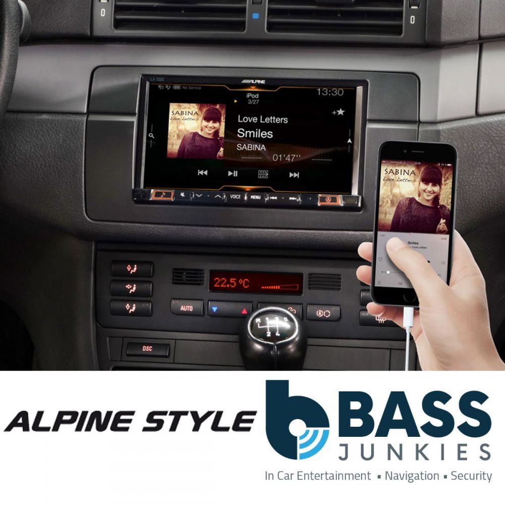 Alpine iLX-702E46 BMW E46 7” DAB+ Bluetooth CarPlay Android Auto Mechless Touchscreen Car Stereo