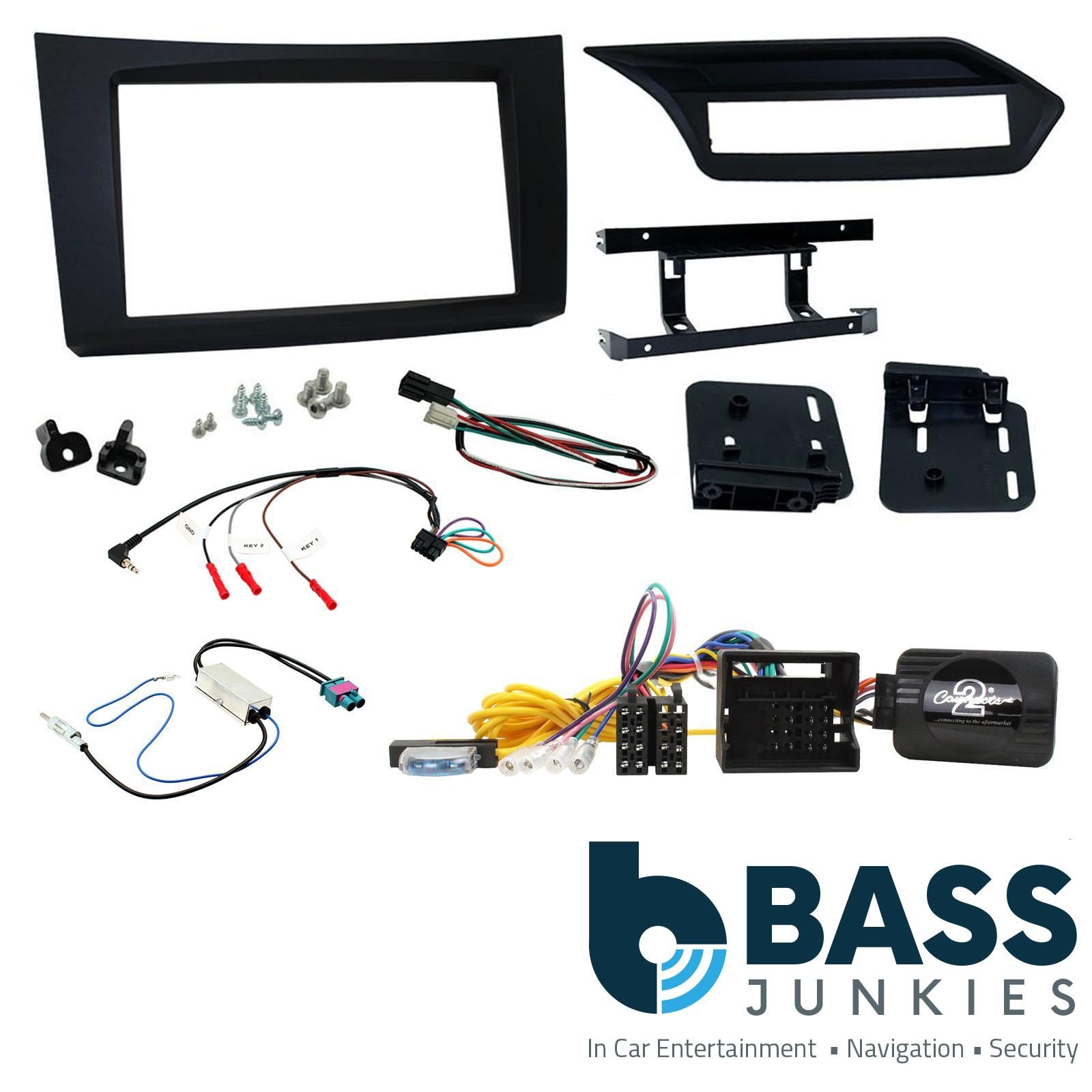 Connects 2 CTKMB16L - Mercedes Benz E Class W212 2009 - 2012 LHD Double Din Fascia & Steering Wheel Interface Installation Kit