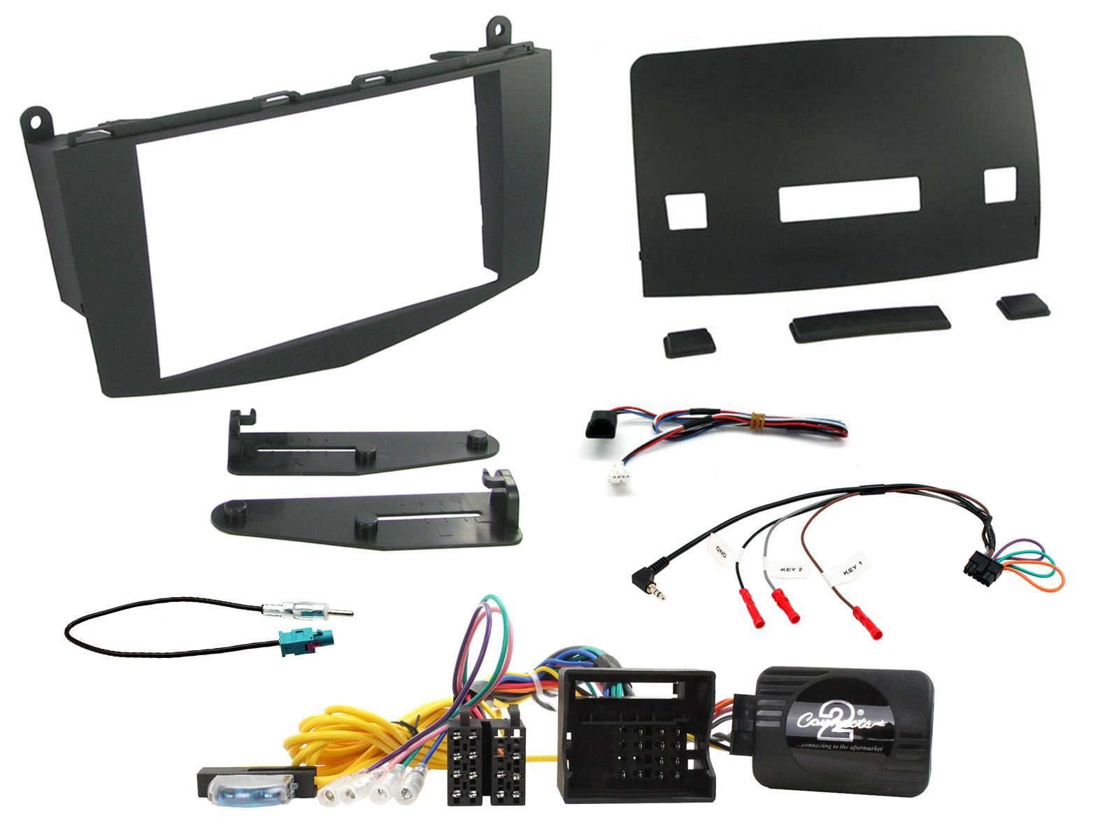 Connects2 CTKMB04 - Mercedes Benz C Class W204 2007 - 2011 Double Din Fascia & Steering Wheel Interface Installation Kit