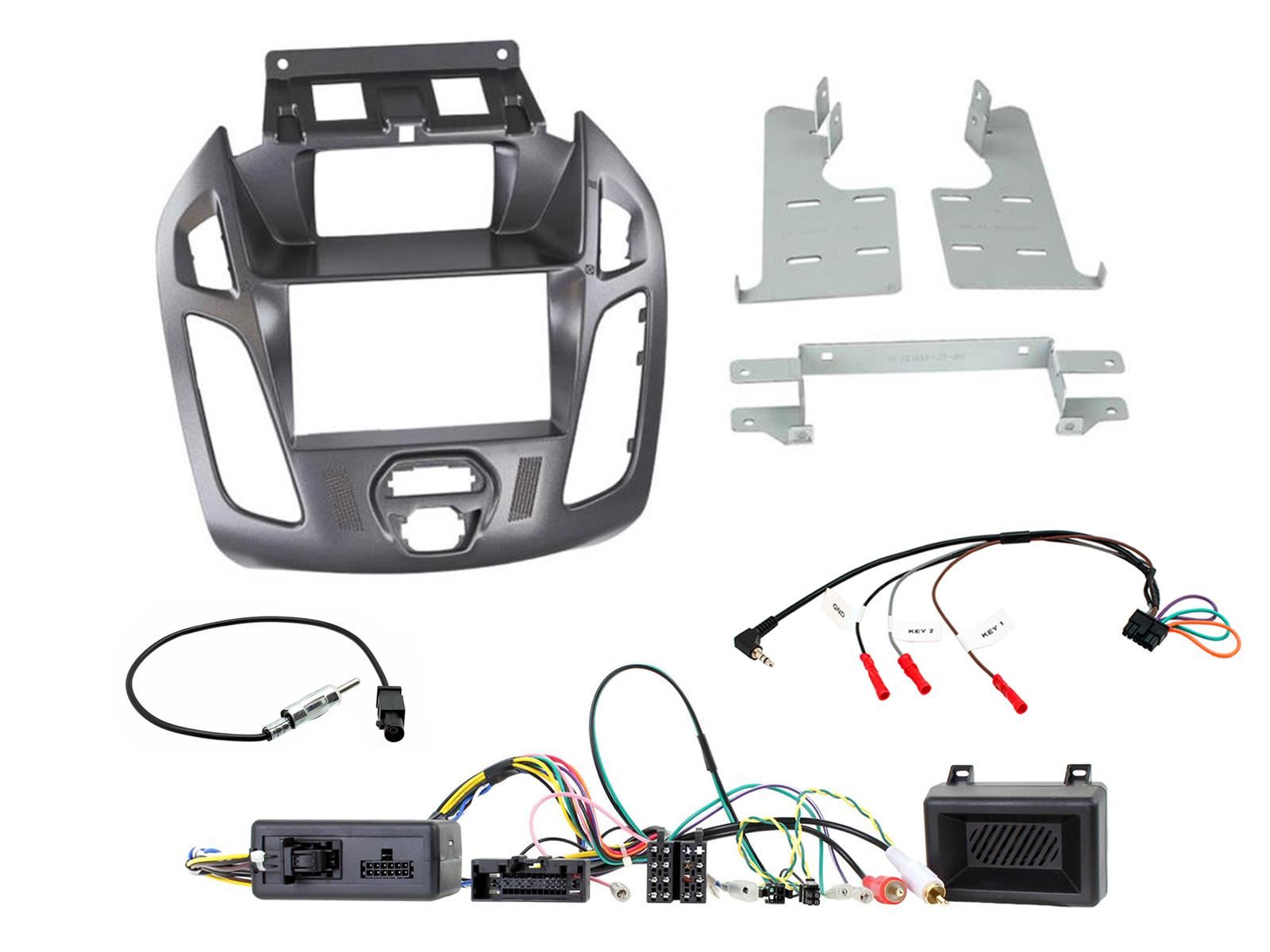 Grundig 6.8" Apple Android Double Din Stereo Fitting Kit + Steering Wheel Stalk Controls to fit Ford Transit-Connect 13-21