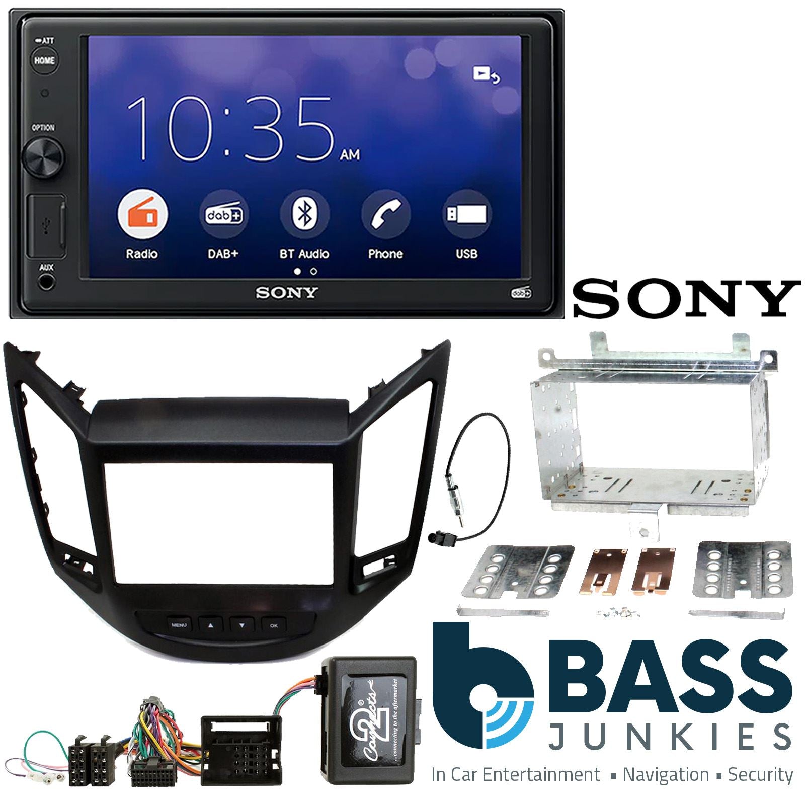 SONY XAV-1550D DAB+ Smart Bluetooth Car Radio + Stereo fitting kit + Steering Wheel Controls Loom for Chevrolet Orlando 2010-2021