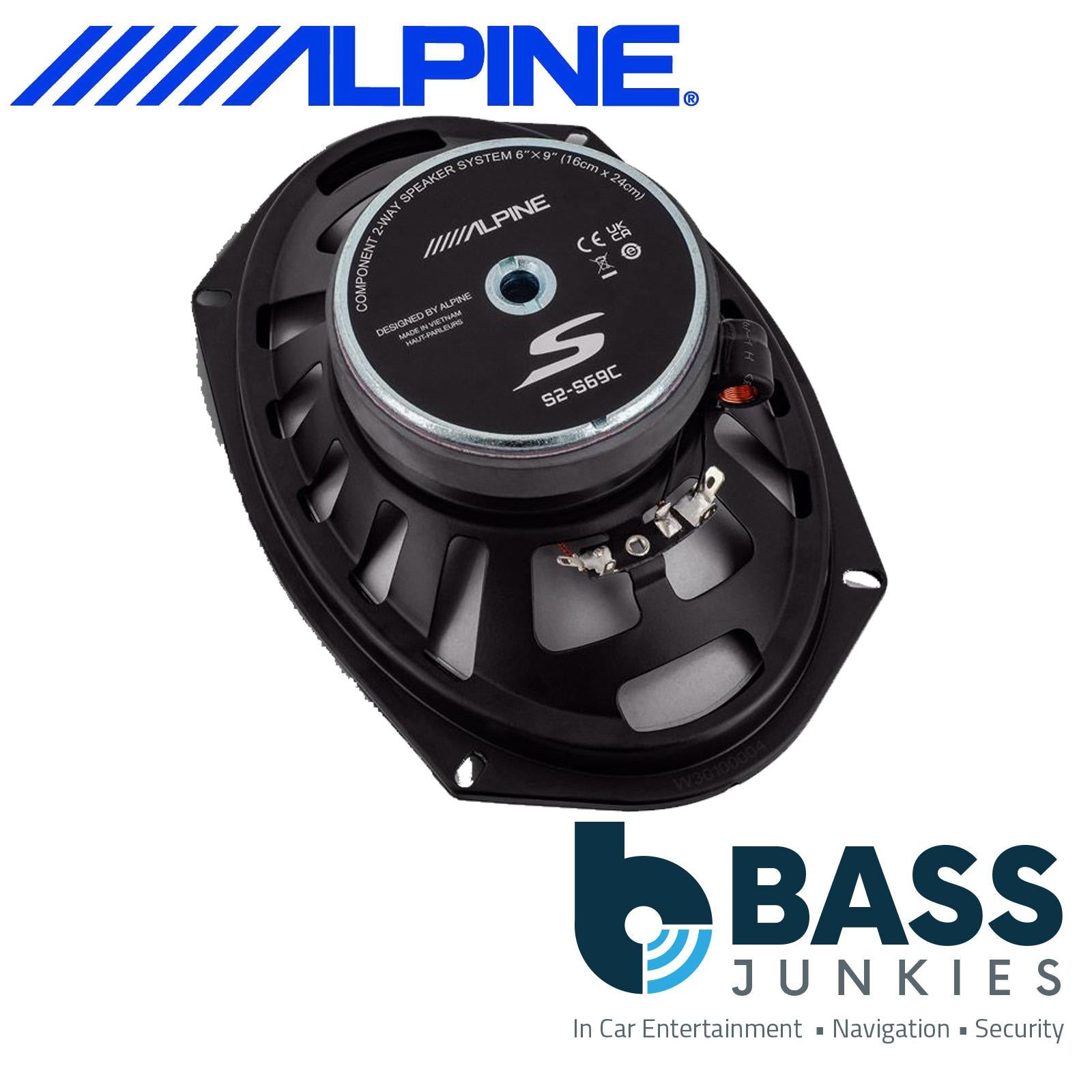 Alpine S2-S69C - 6"x9" 520 Watts 2 Way Component Shelf Car Speakers & Tweeters