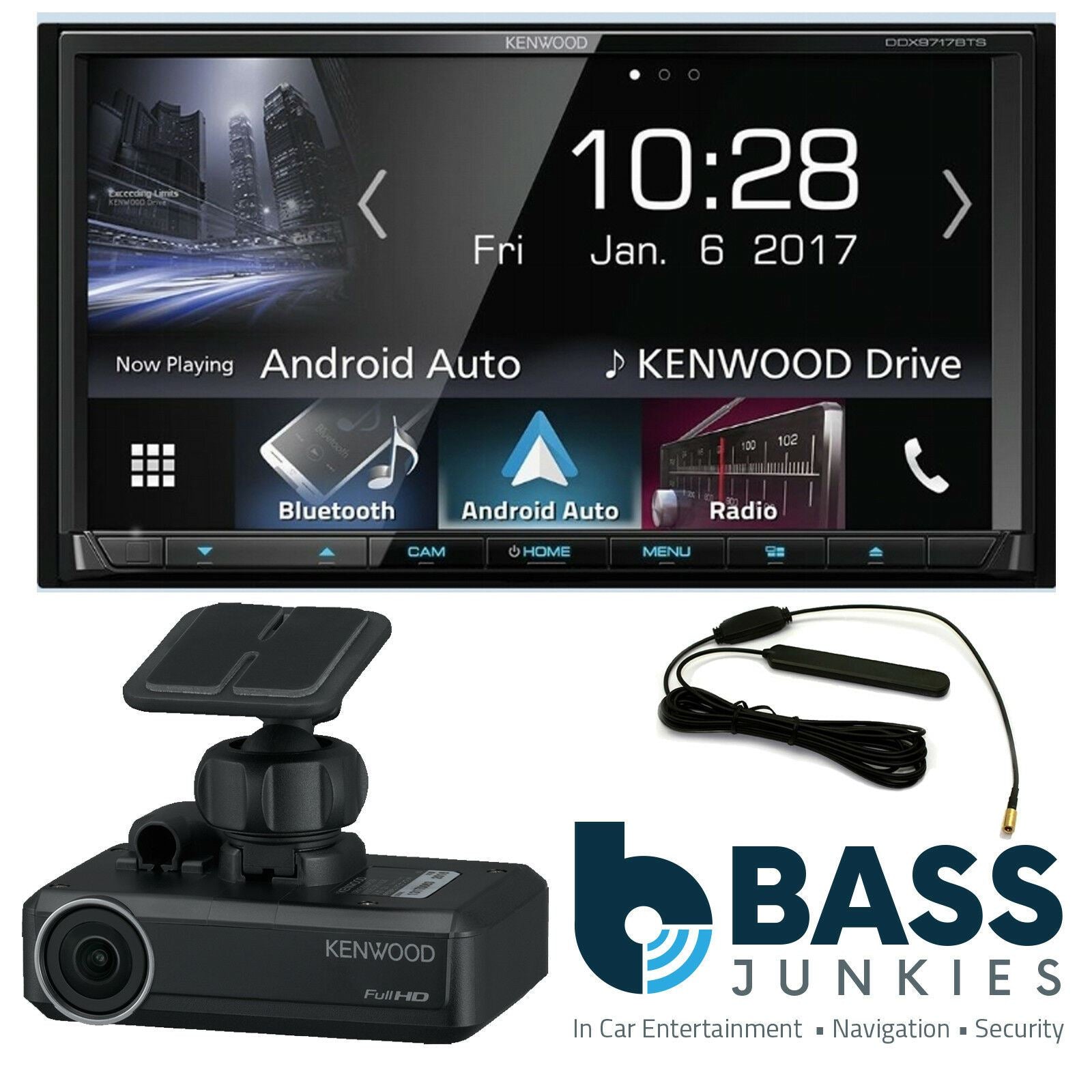 Kenwood DDX-9717BTS - 7” DVD CD MP3 USB Apple Carplay Android Auto Bluetooth AV Car Stereo Radio Tuner Player & Dash Camera
