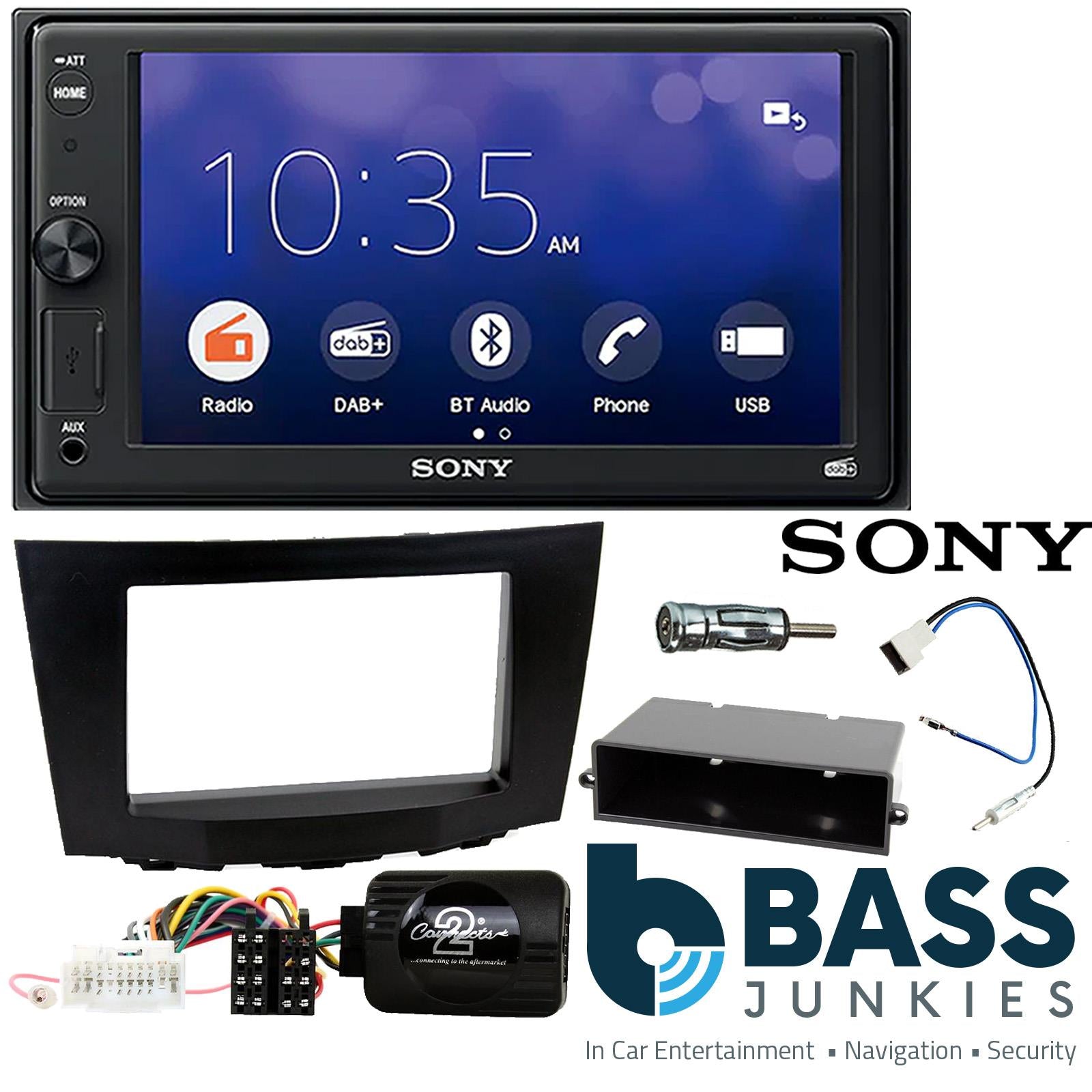 SONY XAV-1550D DAB+ Smart Bluetooth Car Radio + Stereo fitting kit + Steering Wheel Controls Loom for Suzuki Kizashi 2010-2016