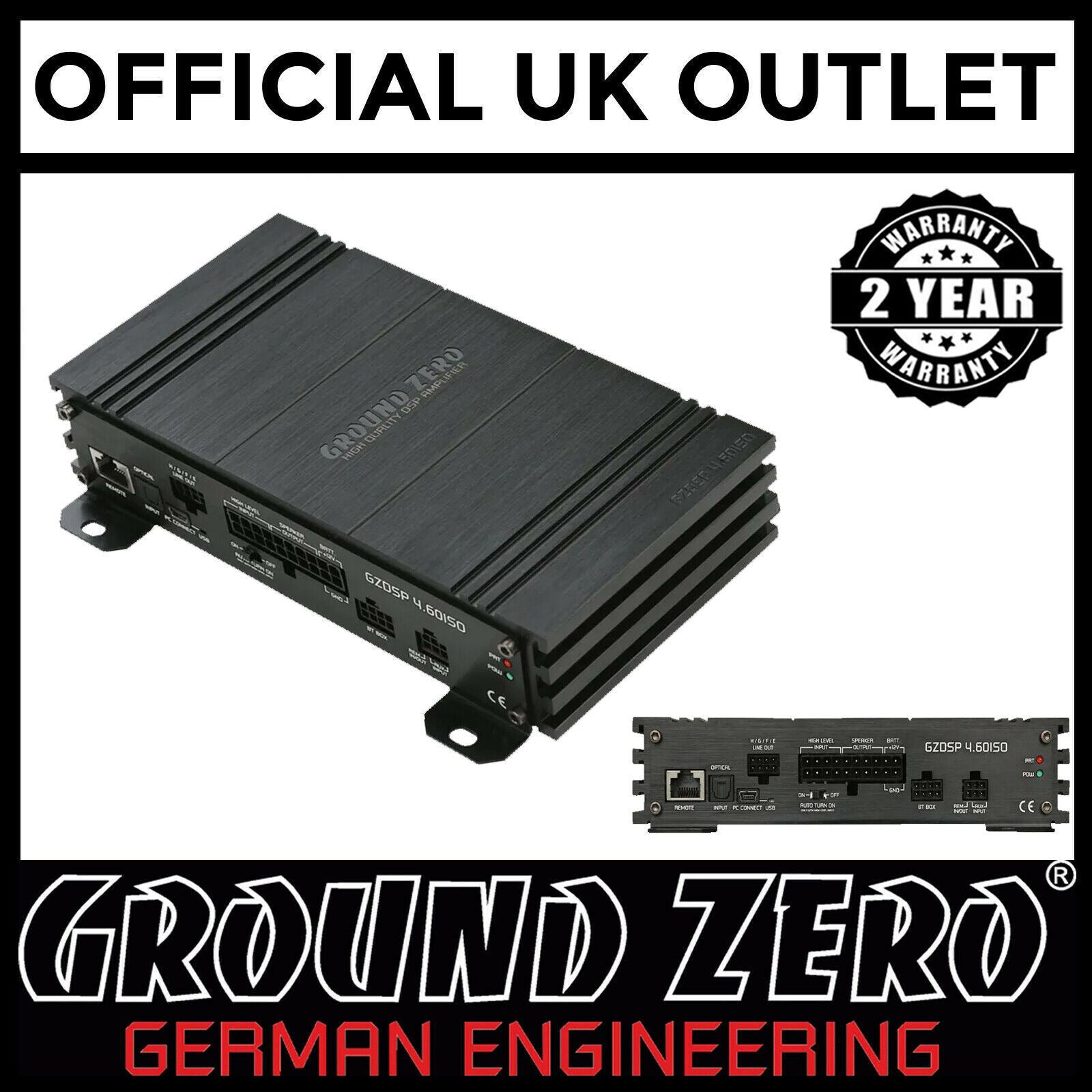 Ground Zero GZDSP 4.80A-PRO - USB AUX 4-Channel Car Amplifier With 8 Channel DSP