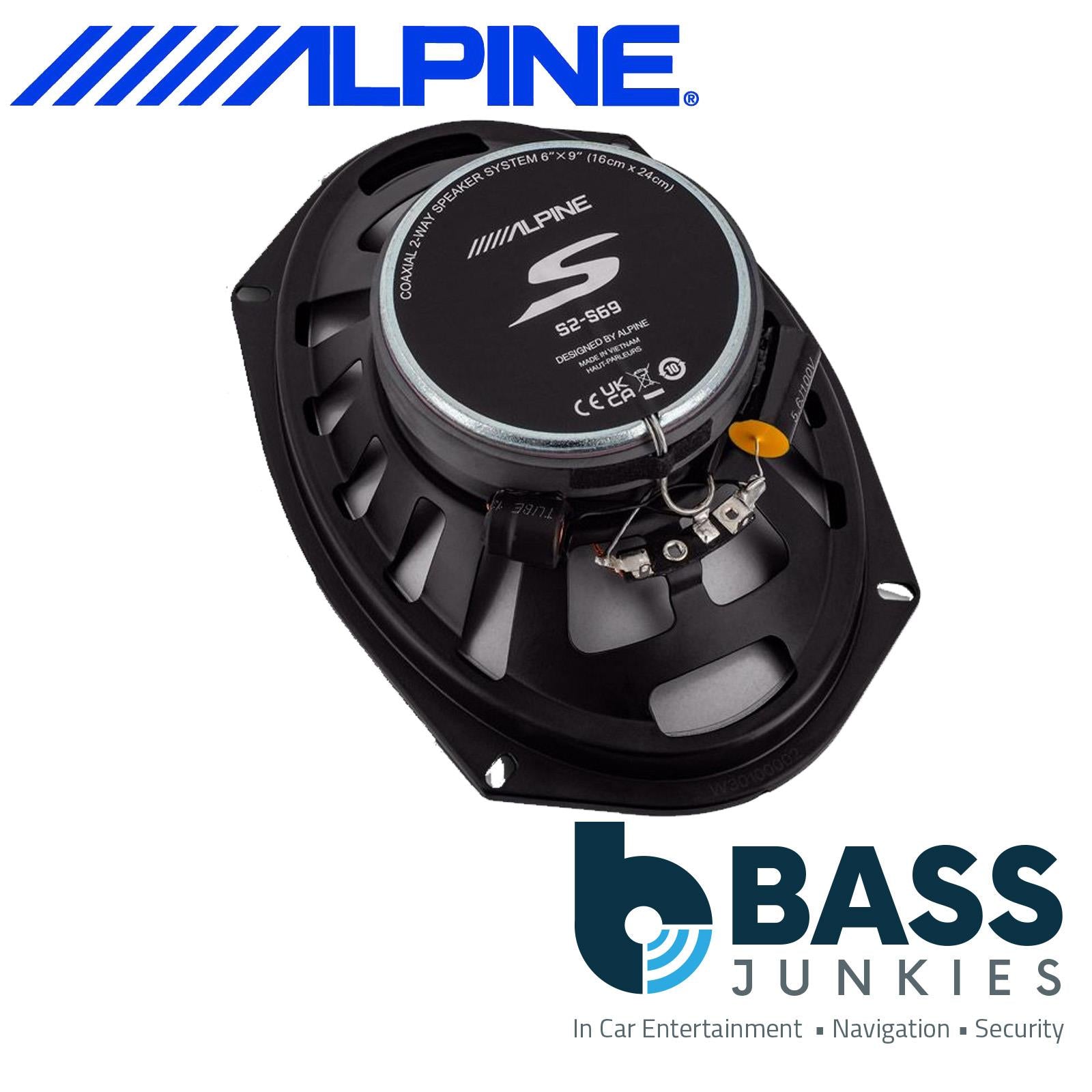 Alpine S2-S69 S-Series 6"x9" 520 Watt 2 Way Coaxial Door Shelf Car Speakers Pair