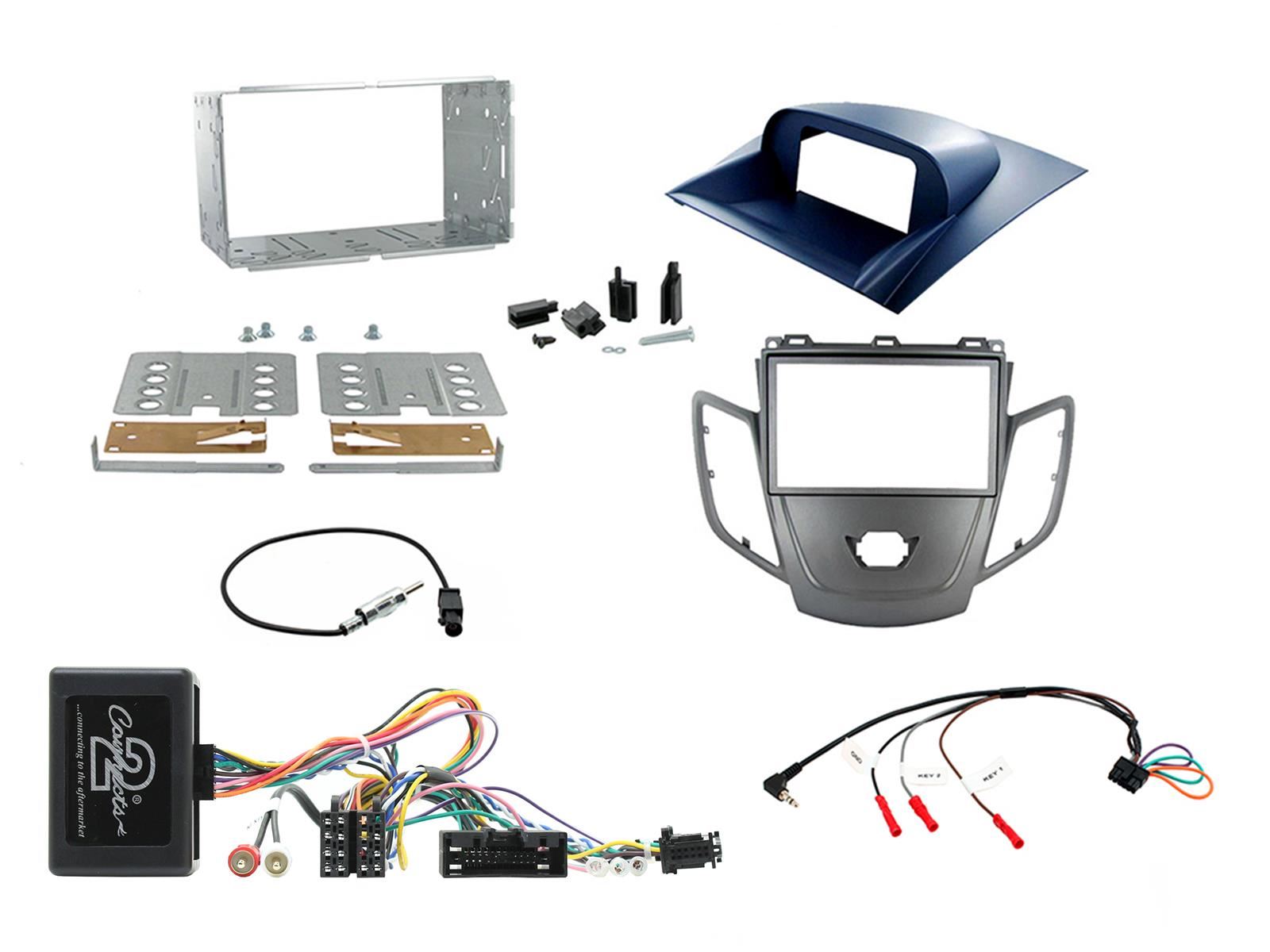 Grundig 6.8" Apple Android Double Din Stereo Fitting Kit + Steering Wheel Stalk Controls to fit Ford Fiesta 2010-12