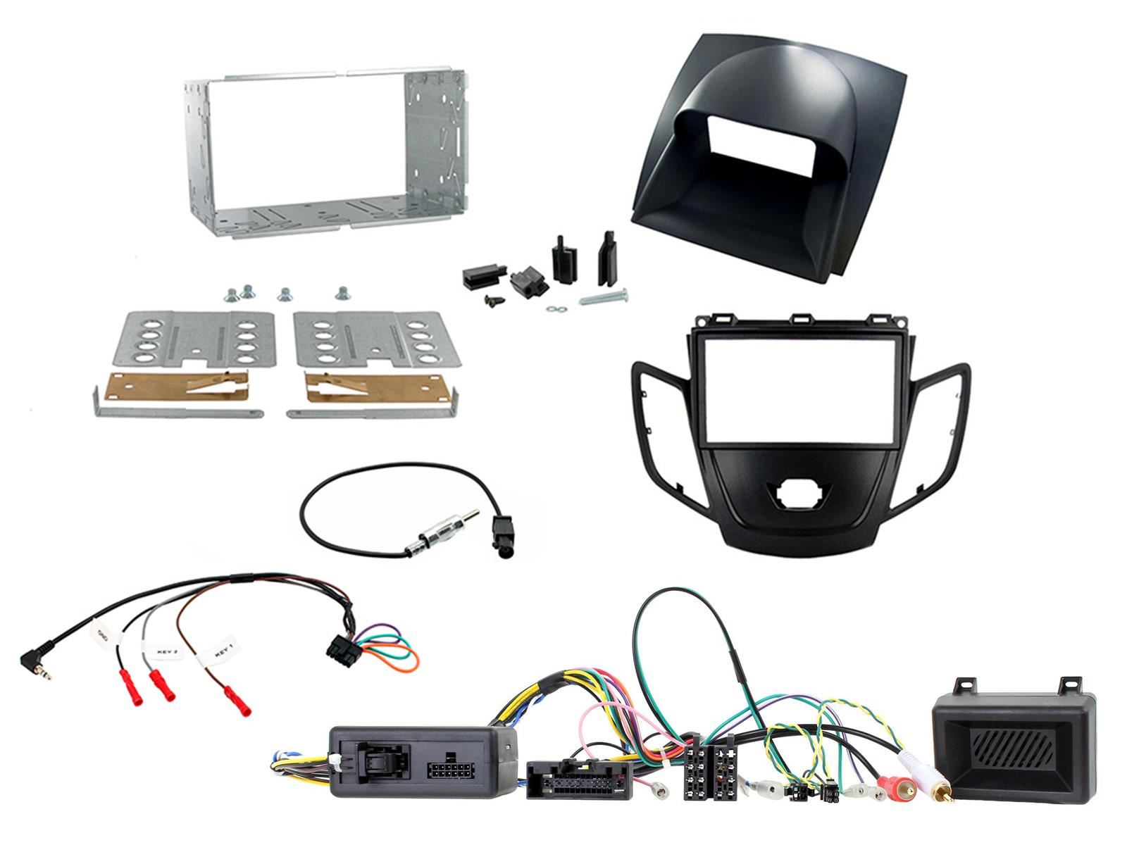 Grundig 6.8" Apple Android Double Din Stereo Fitting Kit + Steering Wheel Stalk Controls to fit Ford Fiesta 2010-12