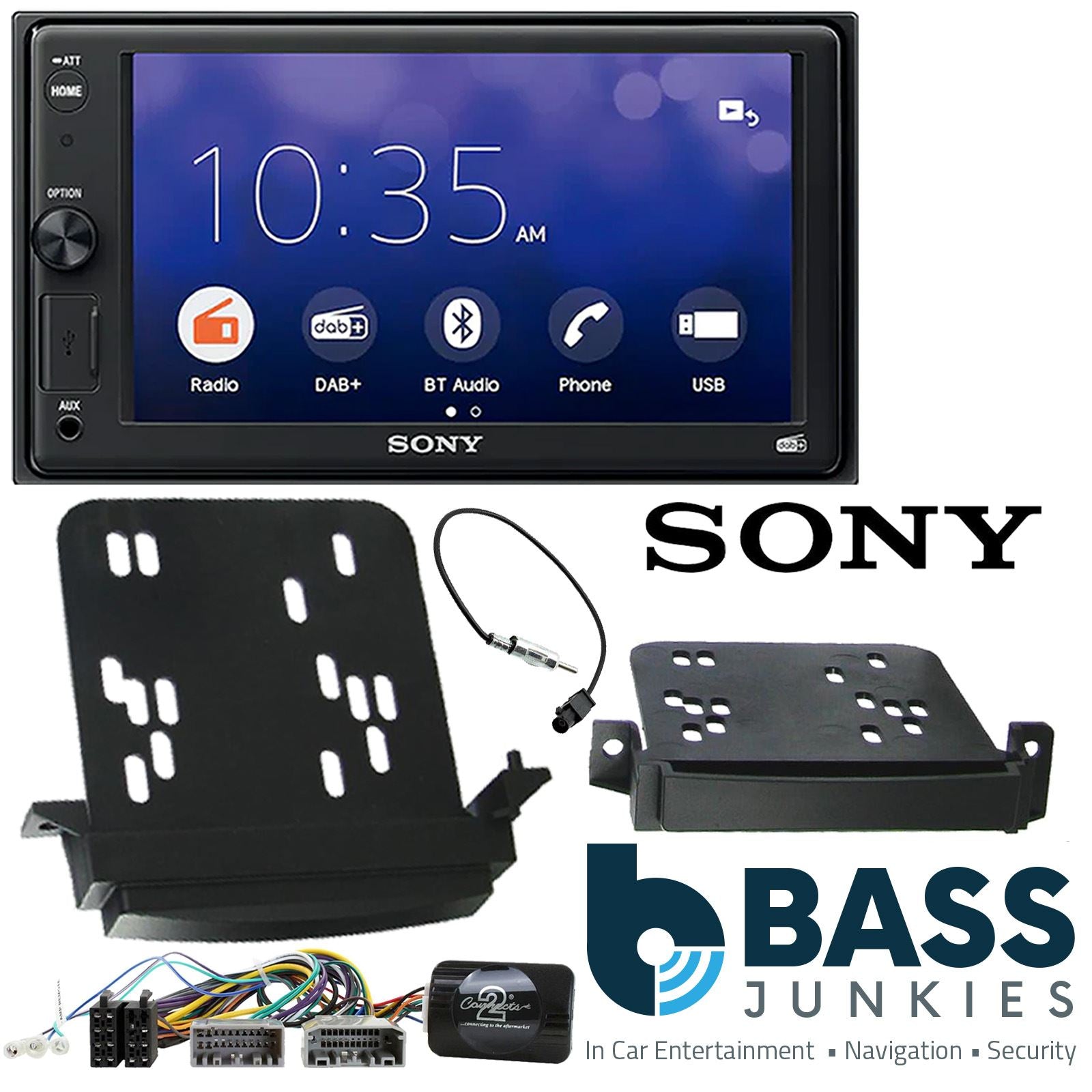 SONY XAV-1550D DAB+ Smart Bluetooth Car Radio + Stereo fitting kit + Steering Wheel Controls Loom for Jeep Grand-Cherokee 2011-2014
