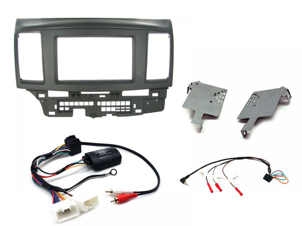 Connects2 CTKMT05 - Mitsubishi Lancer 2008 - 2010 Double Din Fascia & Steering Wheel Interface Installation Kit