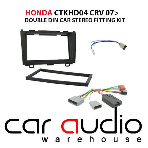 Connects 2 CTKHD04 - Honda CR-V 2007 - 2009 Double Din Facia & Steering wheel Interface Fitting Installation Kit (Black Facia Panel)