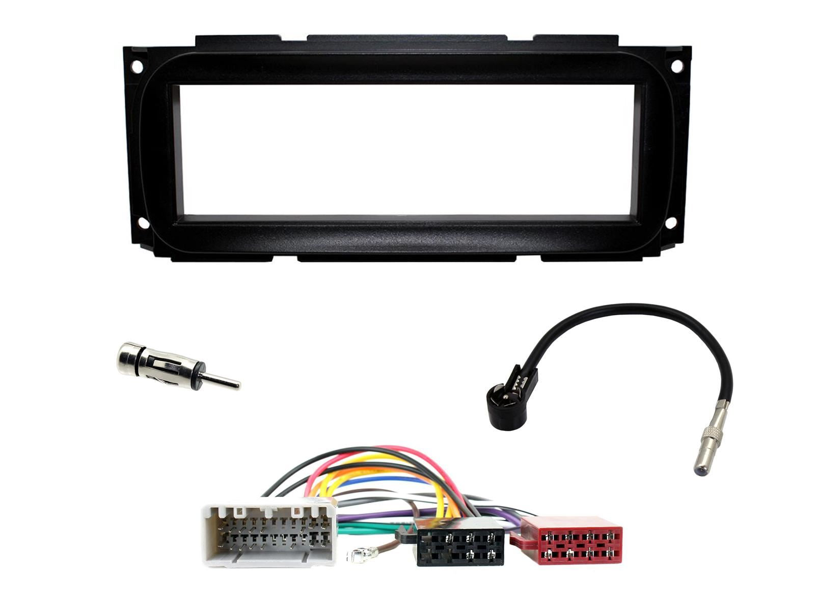 Single Din Stereo Fitting Kit + Steering Controls to fit Chrysler Neon 1999-05|Sebring 01-07|300M 01-04|PT-Cruiser 00-05|Grand-Voyager 02-07|Dodge Ram 02-06|Jeep Wrangler 04-07|Grand-Cherokee 1999-05