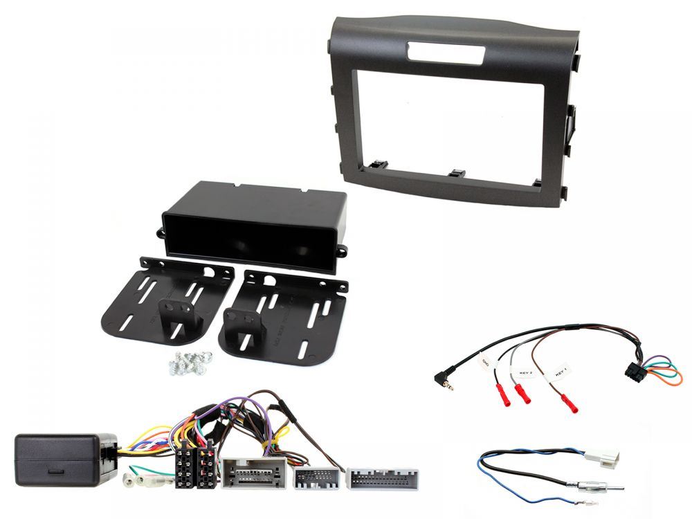 Connects 2 CTKHD07 - Honda CRV 2012 - 2016 Double Din Facia & Steering wheel Interface Fitting Installation Kit (Black Facia Panel)