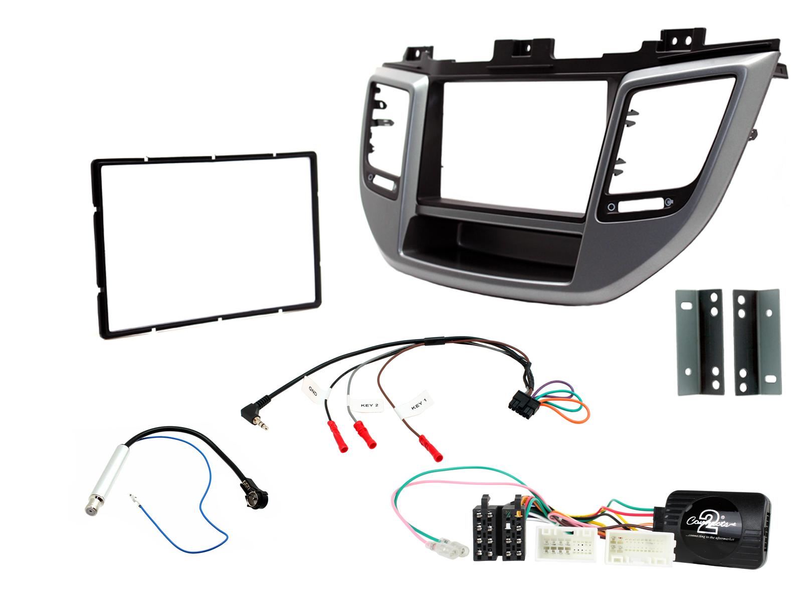 Connects2 CTKHY23 Hyundai Tucson 2015 Onwards Double Din Car Fascia Steering Wheel Interface Kit