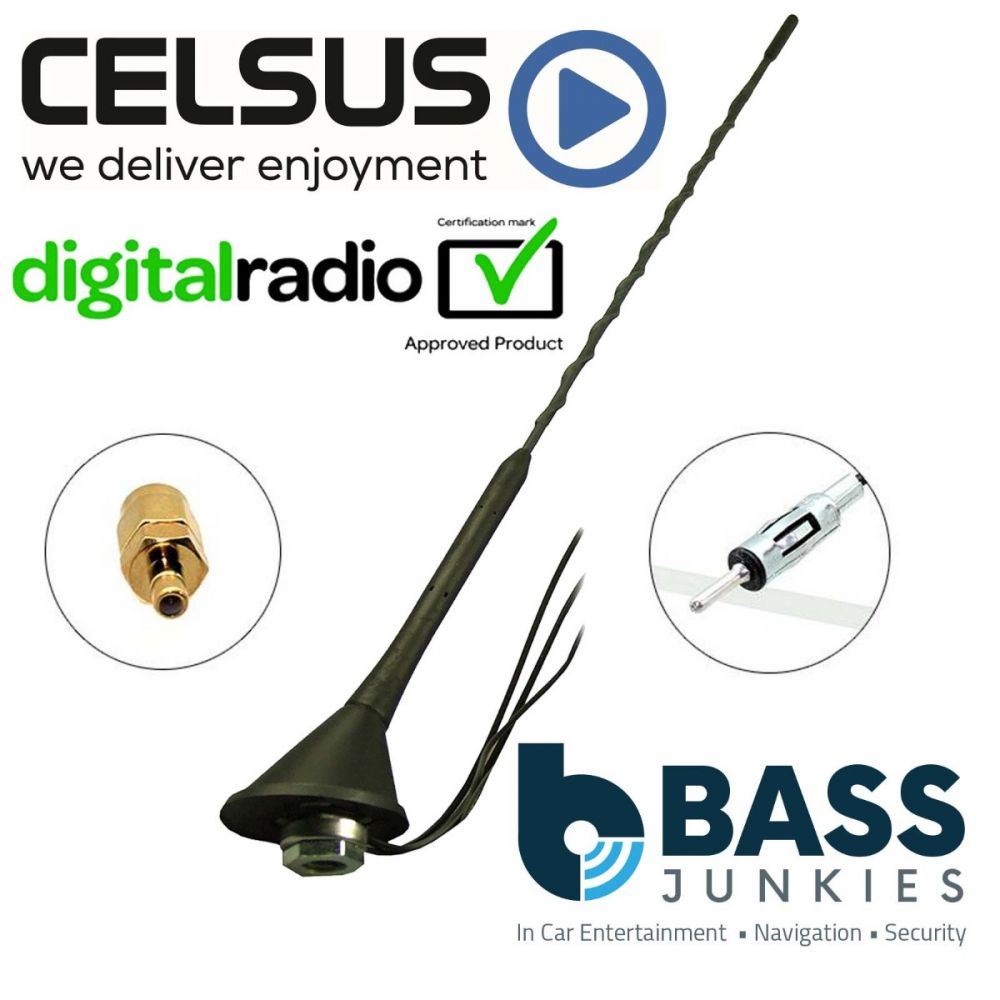 Celsus AN3022DAB - Roof Mount Mast SMB DAB Digital Car Stereo Radio Aerial Antenna