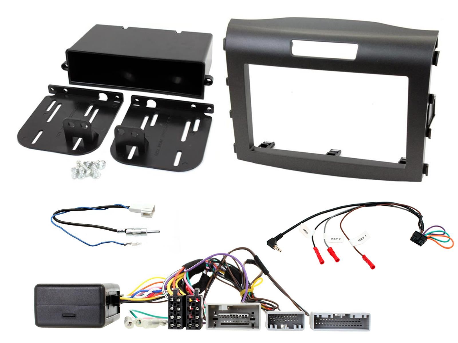 Connects 2 CTKHD07 - Honda CRV 2012 - 2016 Double Din Facia & Steering wheel Interface Fitting Installation Kit (Black Facia Panel)