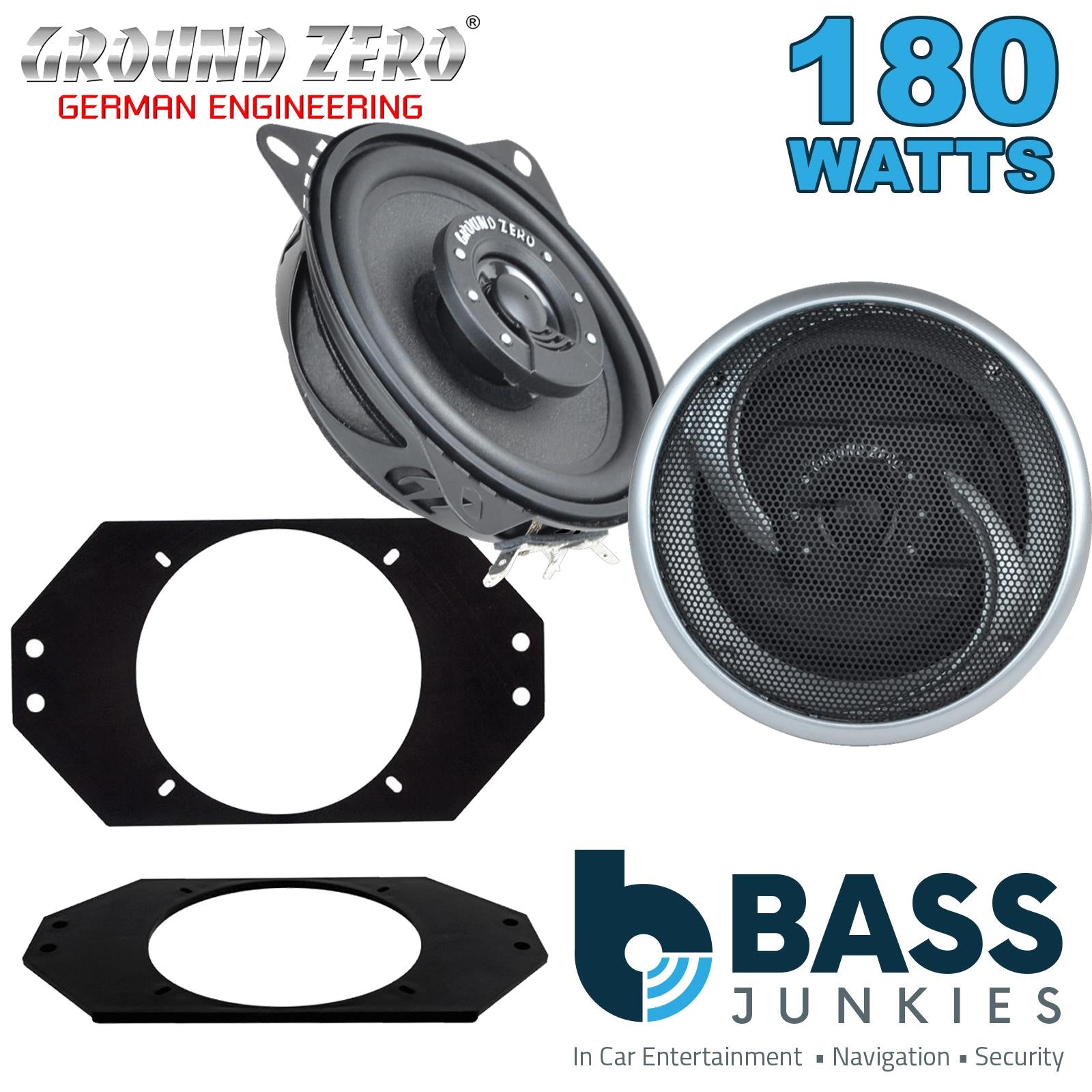 Ground Zero GZIF 4001FX 100mm/10cm/4" 2-Way Coaxial Car speakers (Per Pair Max 180|100 watts RMS) Fits Jeep Wrangler 1997-06