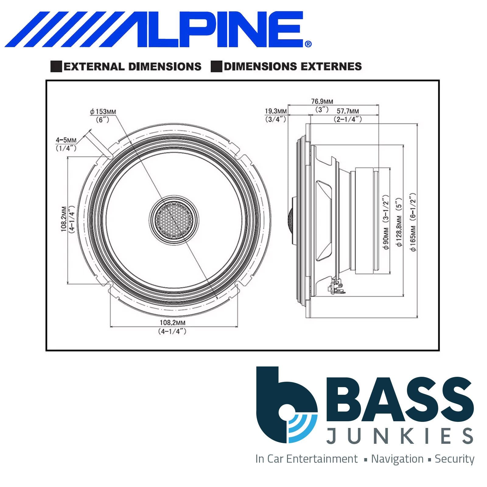 Alpine S2-S65 - 480 Watts a Pair 2 Way 6.5" 17cm Coaxial Car Van Door Speakers