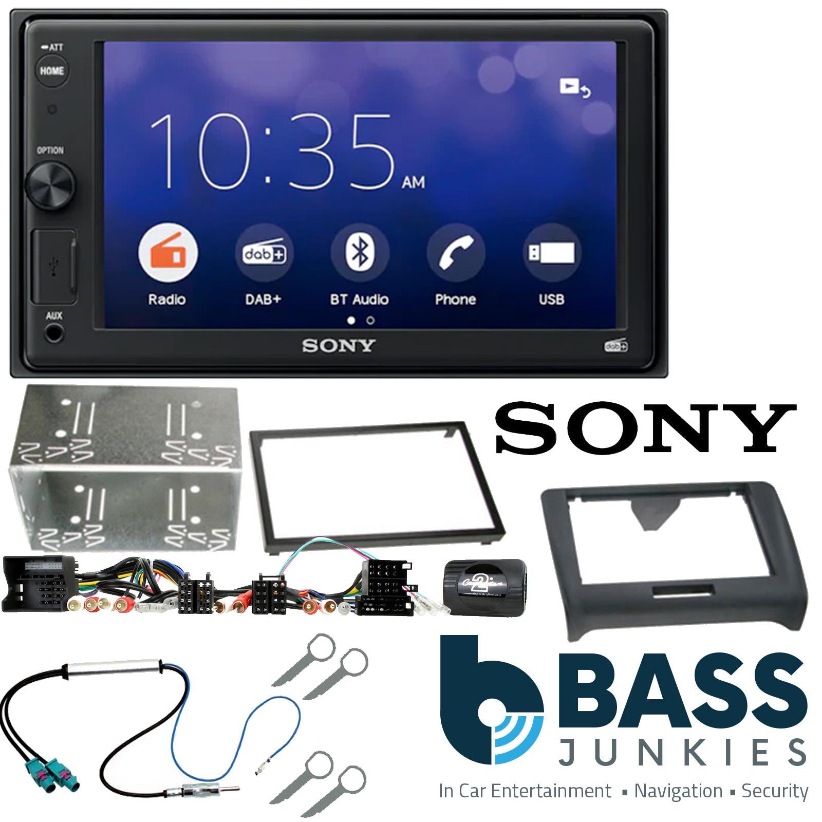 SONY XAV-1550D DAB+ Smart Bluetooth Car Radio + Stereo fitting kit + Steering Wheel Controls Loom for Audi TT 2006-2014