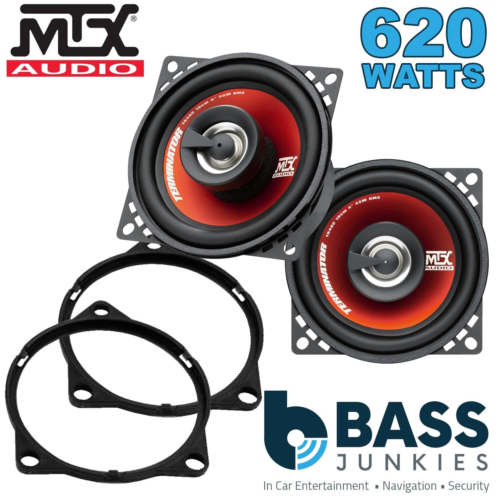 MTX TR40C 100mm/10cm/4" 2-Way Coaxial Car speakers (Per Pair Max 620|90 watts RMS) Fits Volvo S90 2017-21 | XC40 18-21 | XC60 17-21 | XC90 15-21