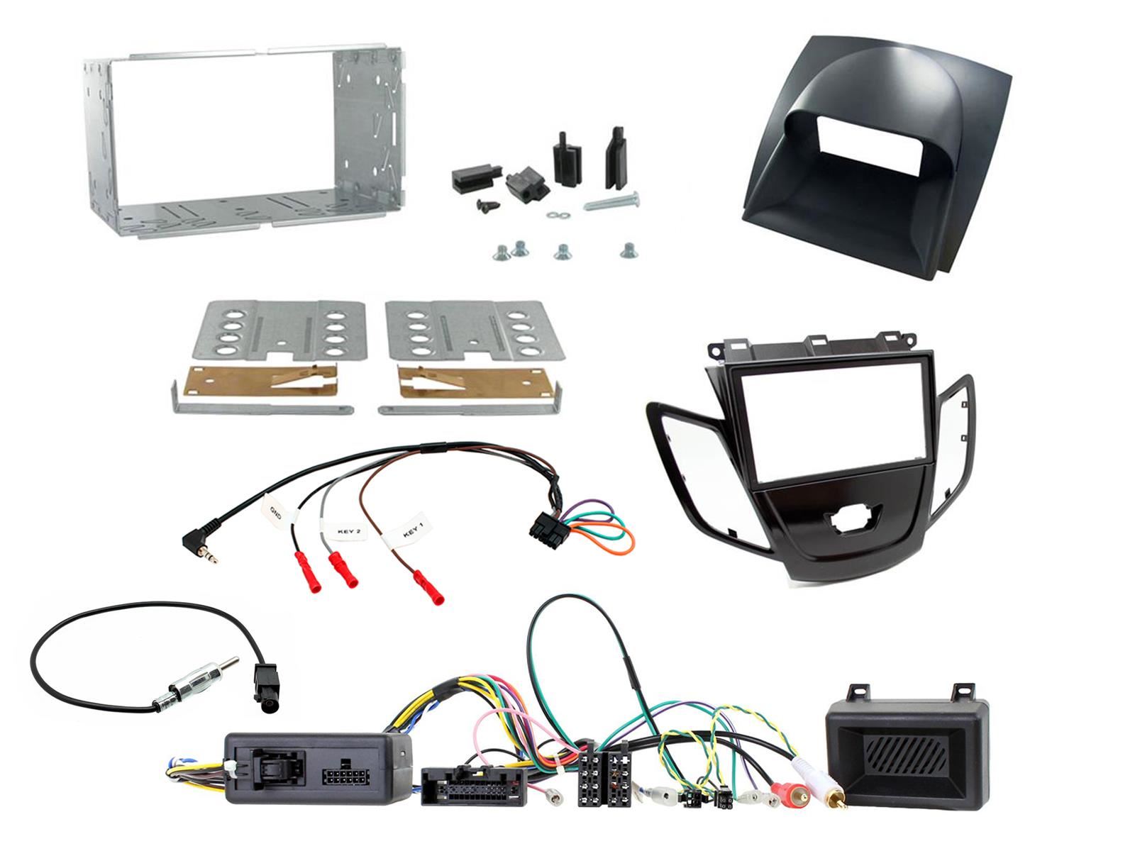 Grundig 6.8" Apple Android Double Din Stereo Fitting Kit + Steering Wheel Stalk Controls to fit Ford Fiesta 2010-12