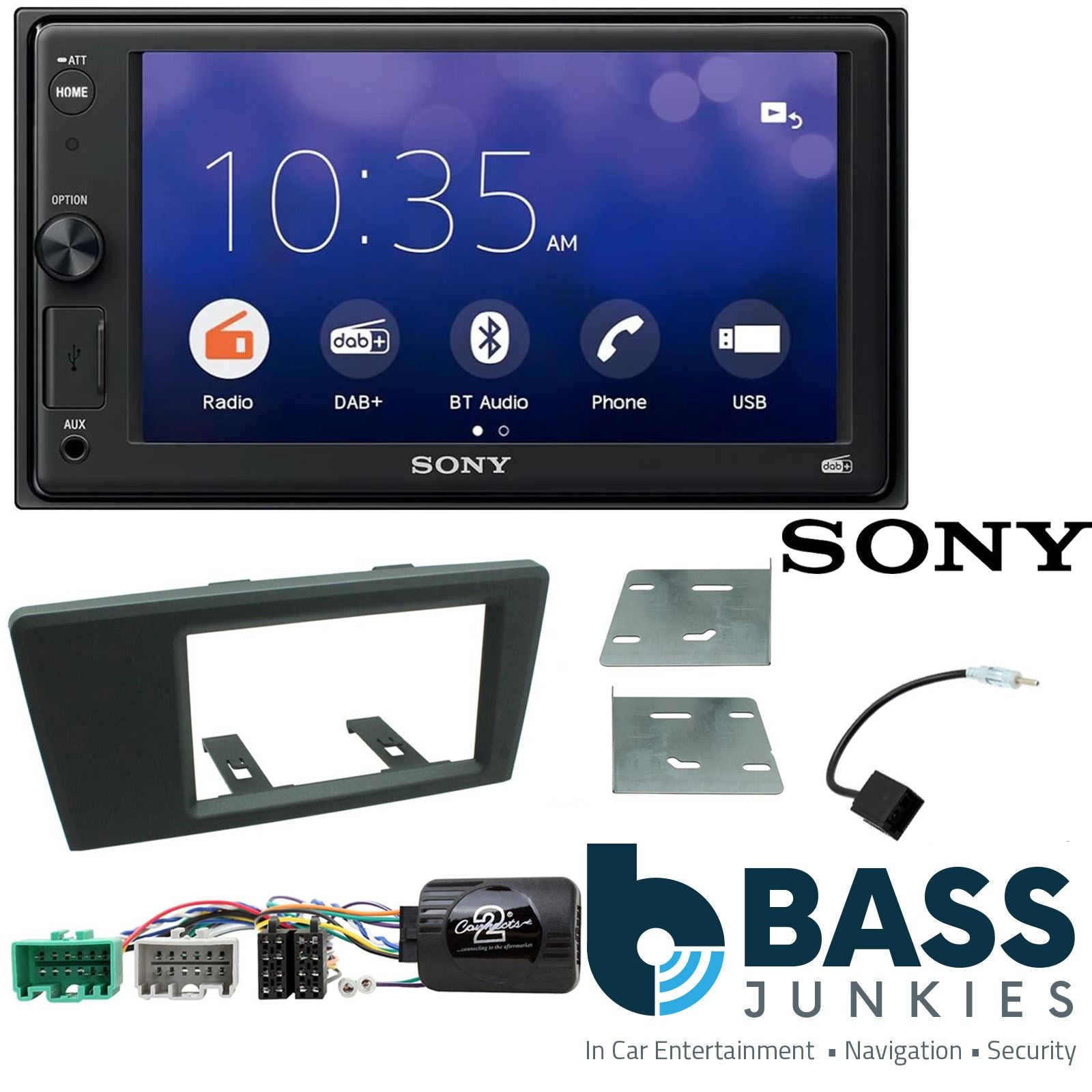 SONY 6.2" Screen Blutooth Double Din Stereo Fitting Kit + Steering Wheel Stalk Controls to fit Volvo S60 2000-04 | Volvo V70 2000-04