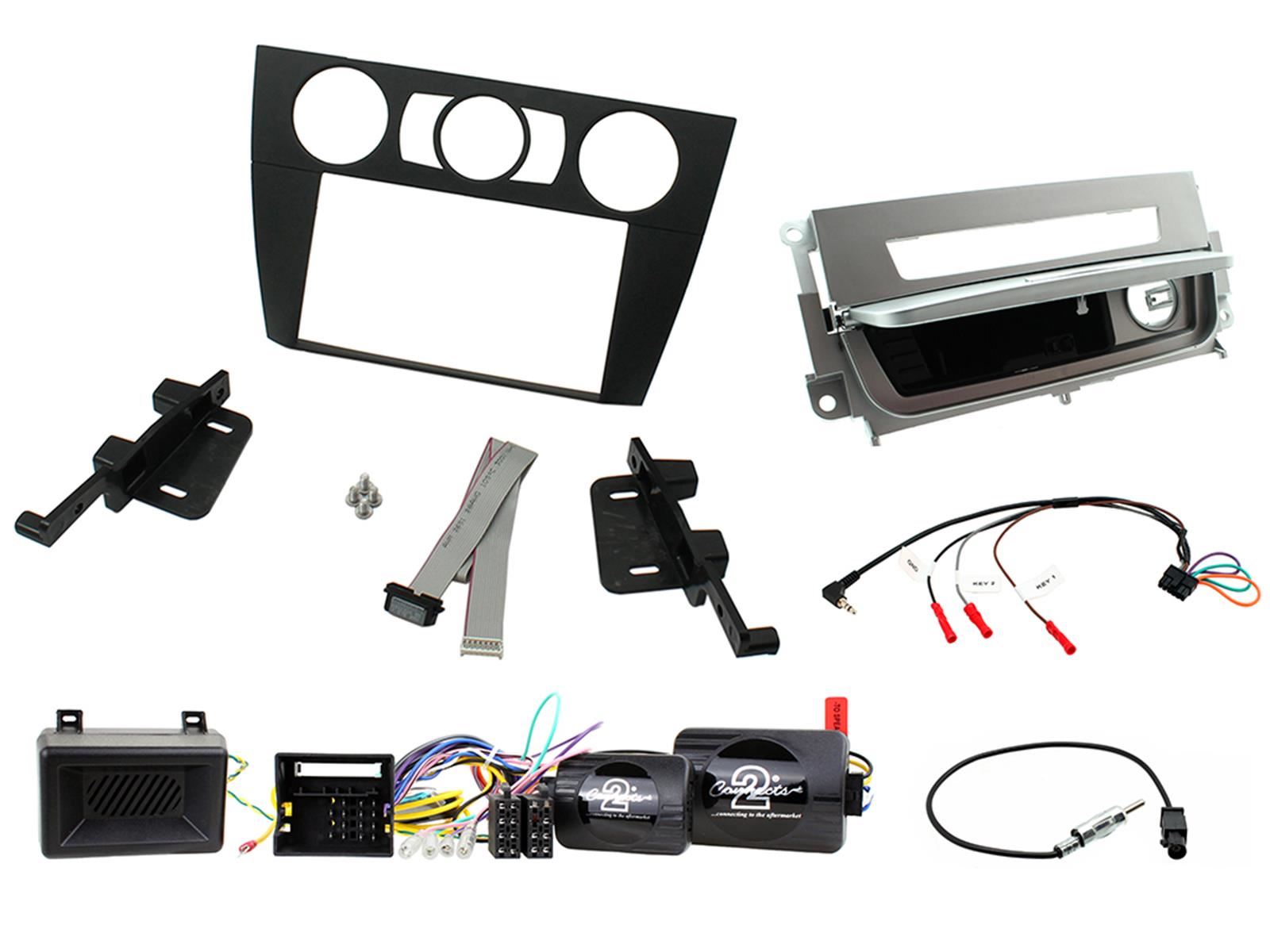 Grundig 6.8" Apple Android Double Din Stereo Fitting Kit + Steering Wheel Stalk Controls to fit BMW 3-Series 2005-12