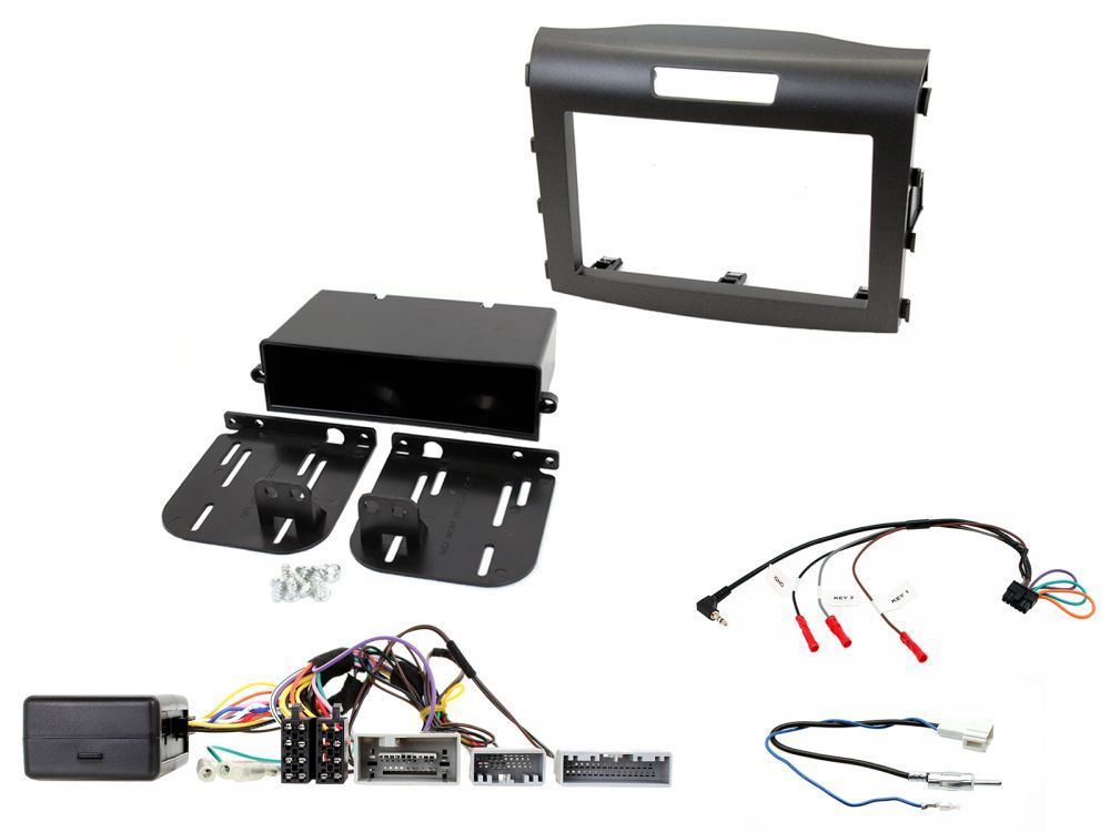 Connects 2 CTKHD07 - Honda CRV 2012 - 2016 Double Din Facia & Steering wheel Interface Fitting Installation Kit (Black Facia Panel)