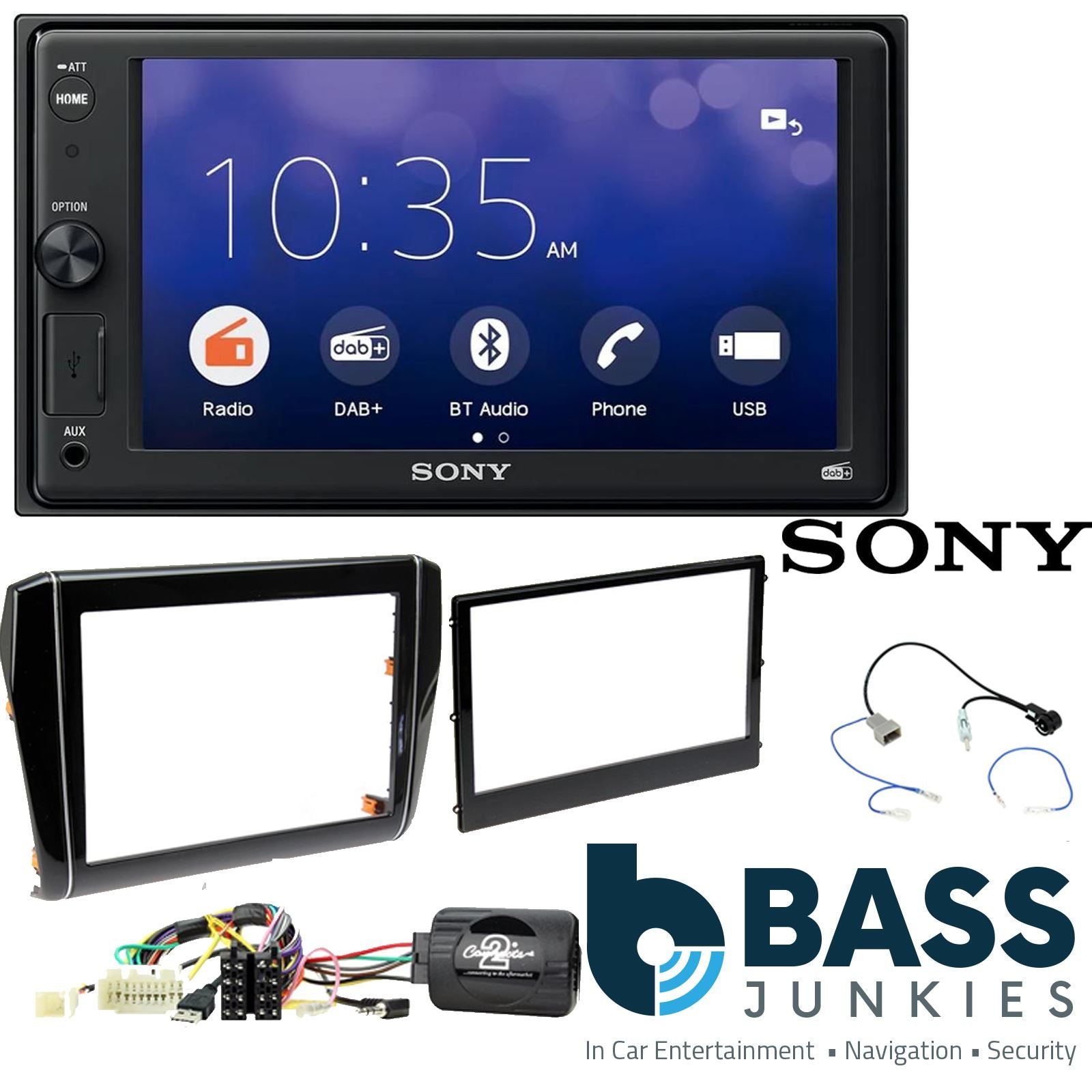 SONY XAV-1550D DAB+ Smart Bluetooth Car Radio + Stereo fitting kit + Steering Wheel Controls Loom for Suzuki Swift 2017-2021