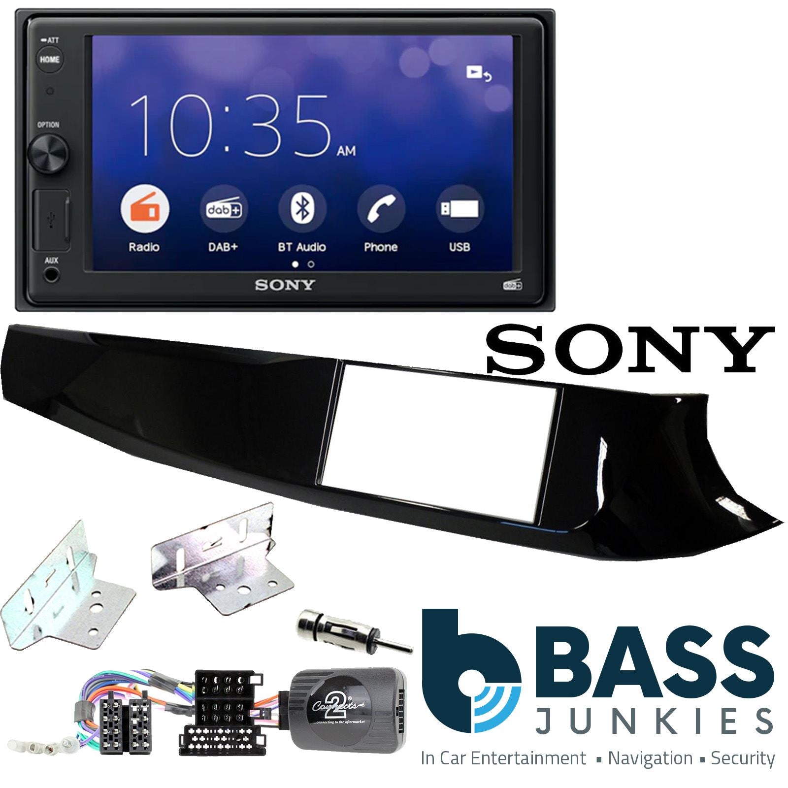 SONY XAV-1550D DAB+ Smart Bluetooth Car Radio + Stereo fitting kit + Steering Wheel Controls Loom for Alfa Romeo Giulietta 2010-2014