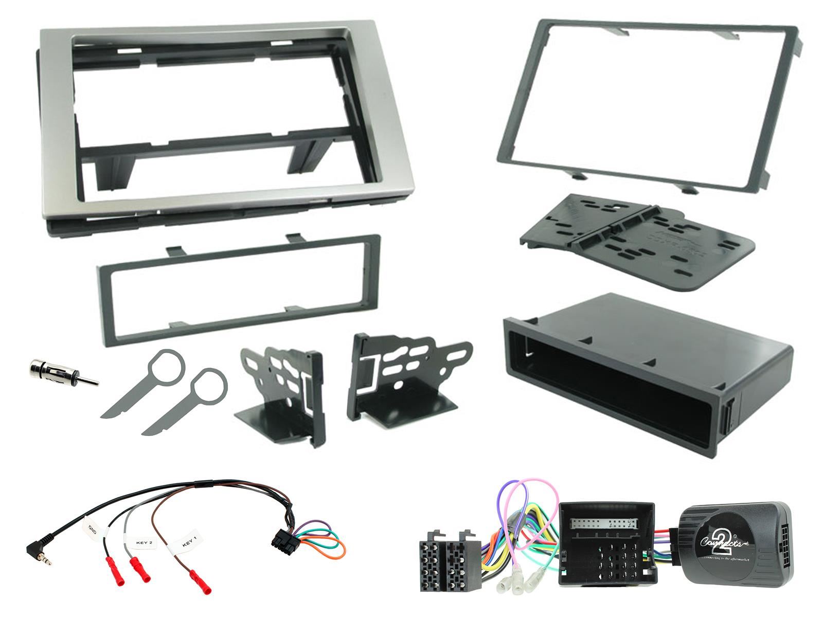 Connects 2 CTKFD22 - Ford Fiesta 2005 - 2008  Single Din or Double Din Facia & Steering wheel Interface Fitting Installation Kit (Silver Facia Panel)