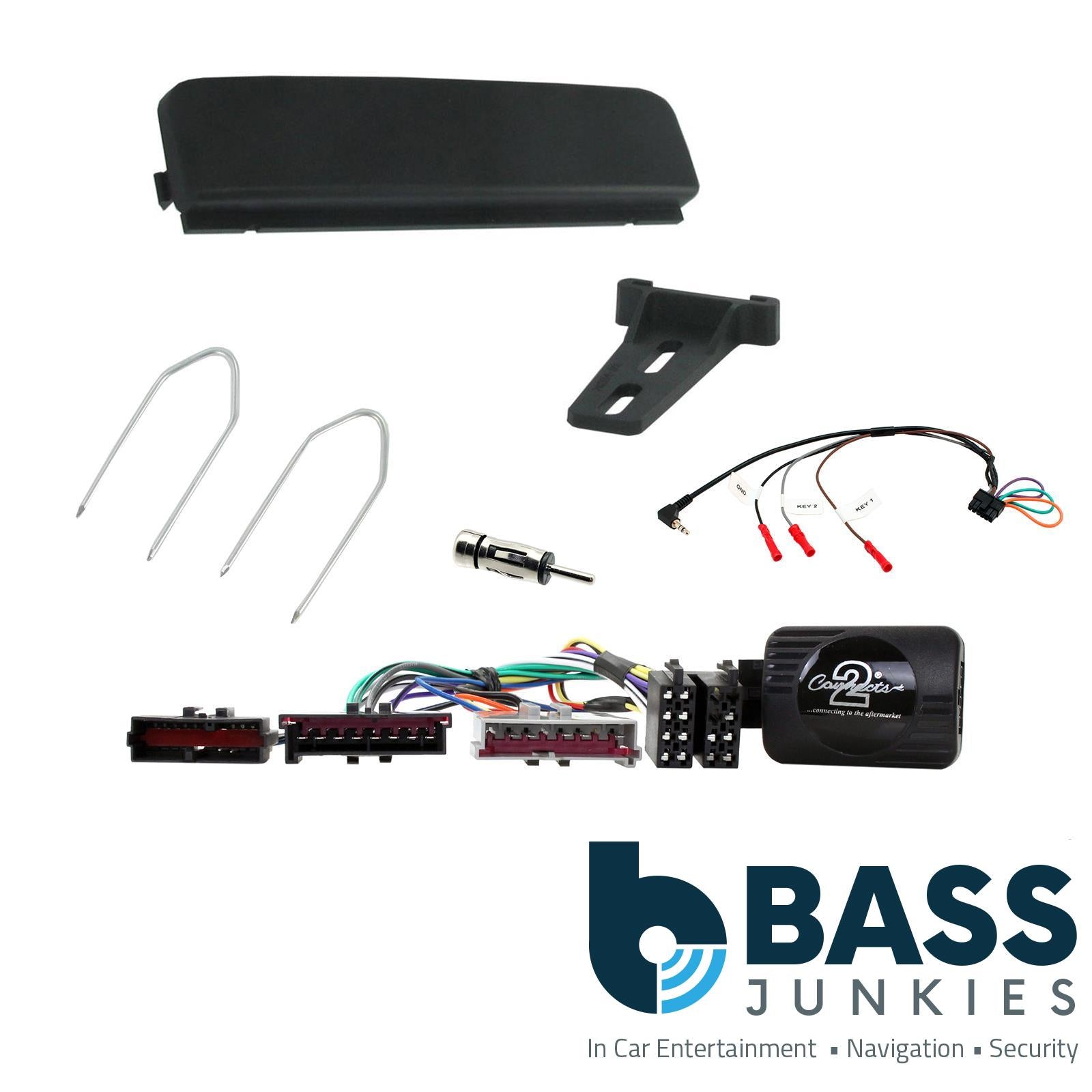 Connects 2 CTKFD19 - Ford Cougar 1998 - 2002  Single Din Facia & Steering wheel Interface Fitting Installation Kit (Black Facia Panel)