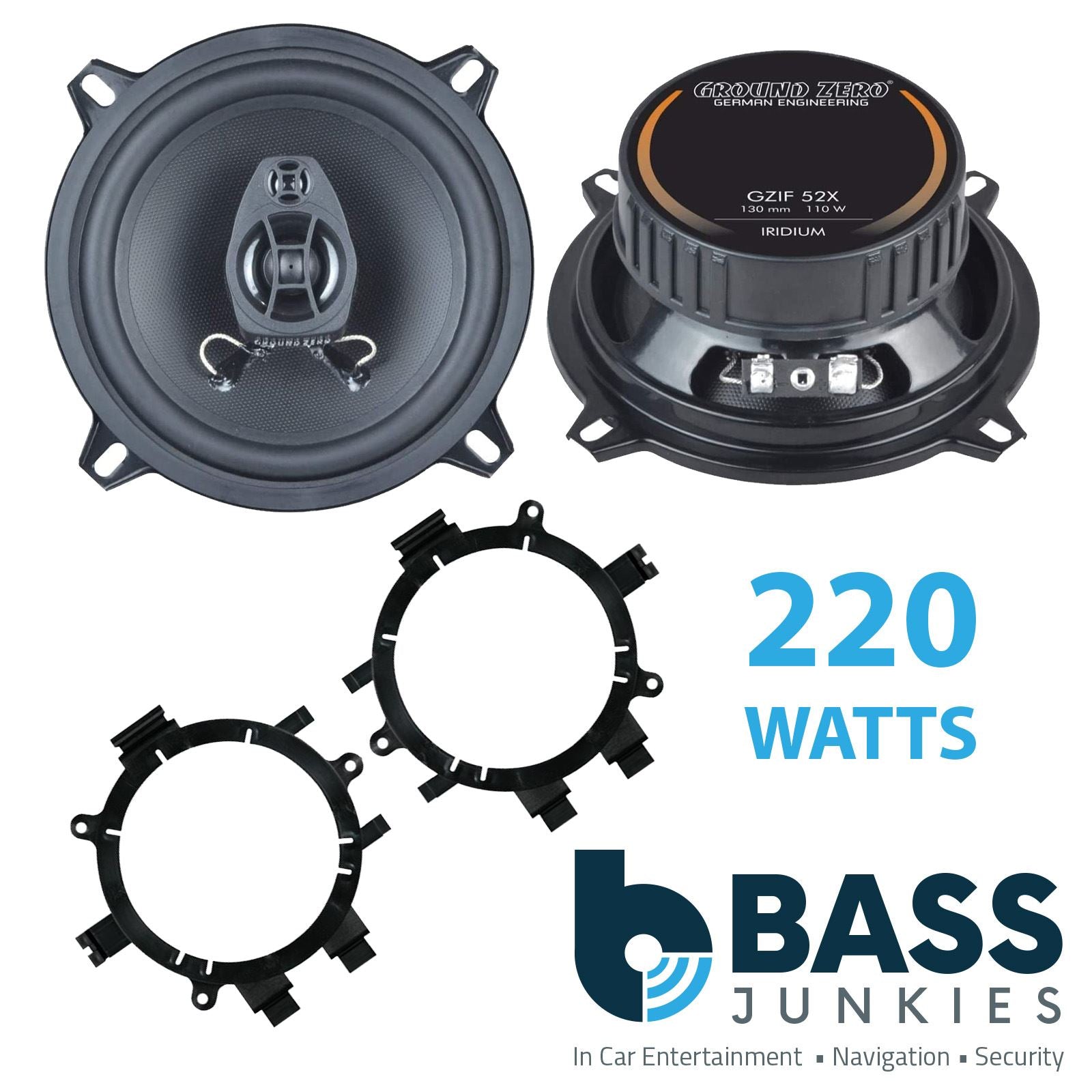 Ground Zero 2-Way 130mm/13cm/5.25" Car Coaxial Speakers (Pair Max 220 Watts) Fits Chevrolet SUV 1995-21