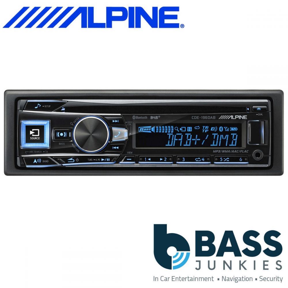 Alpine CDE-196DAB - Single Din CD MP3 DAB Bluetooth USB AUX iPod iPhone 3 Pre-outs 4 x 50 Watts Car Radio Stereo