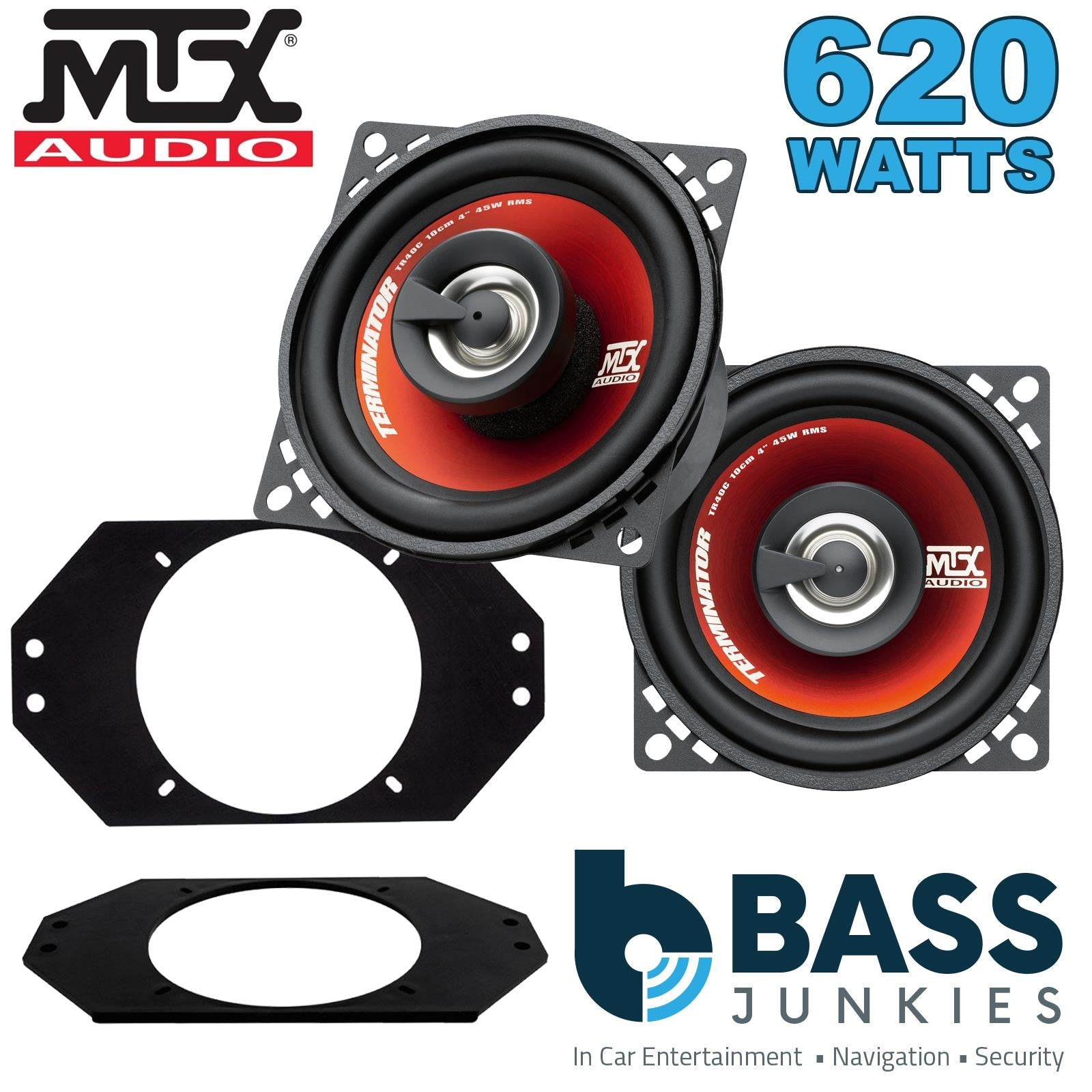 MTX TR40C 100mm/10cm/4" 2-Way Coaxial Car speakers (Per Pair Max 620|90 watts RMS) Fits Jeep Wrangler 1997-06