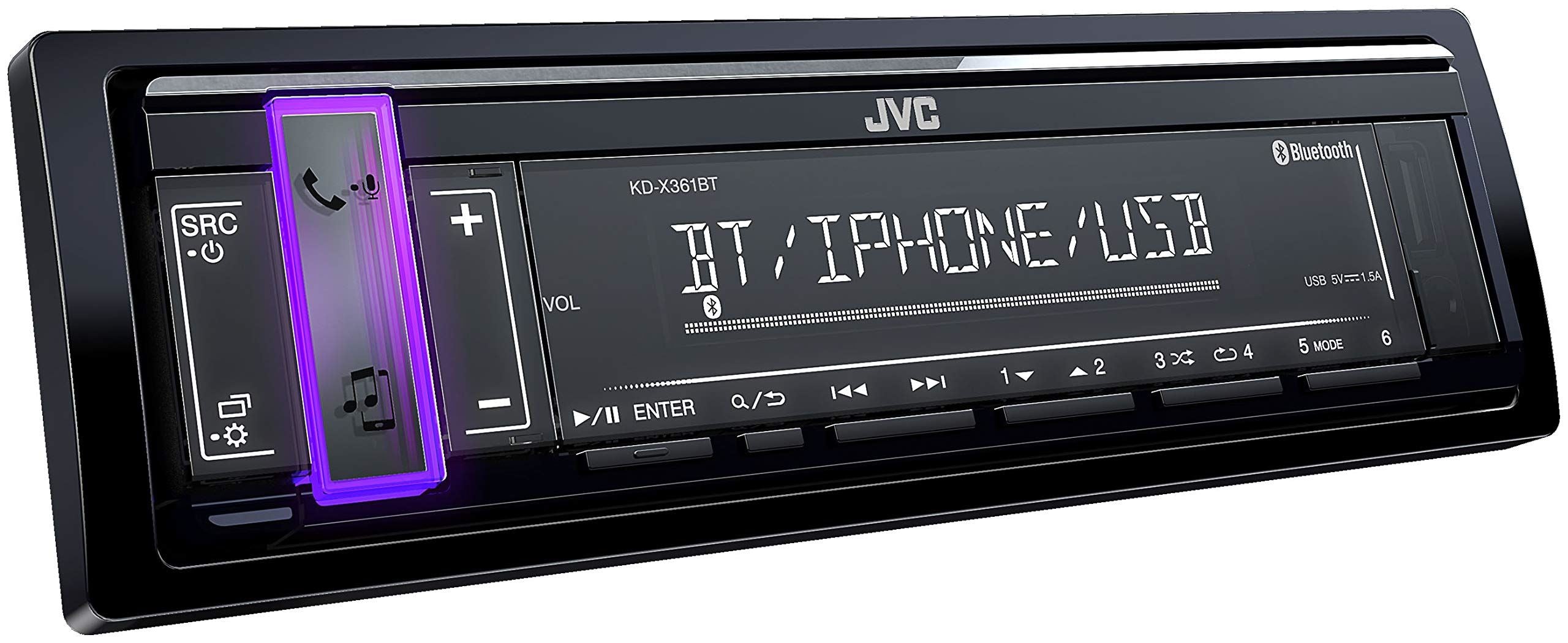 JVC Premium Mechless Tuner Bluetooth, iPhone|Android|Spotify [USB|Steering Wheel Controls ] Bluetooth 2 Phones Full-Time Connection with Voice Dialing iPod/iPhone Music Playback