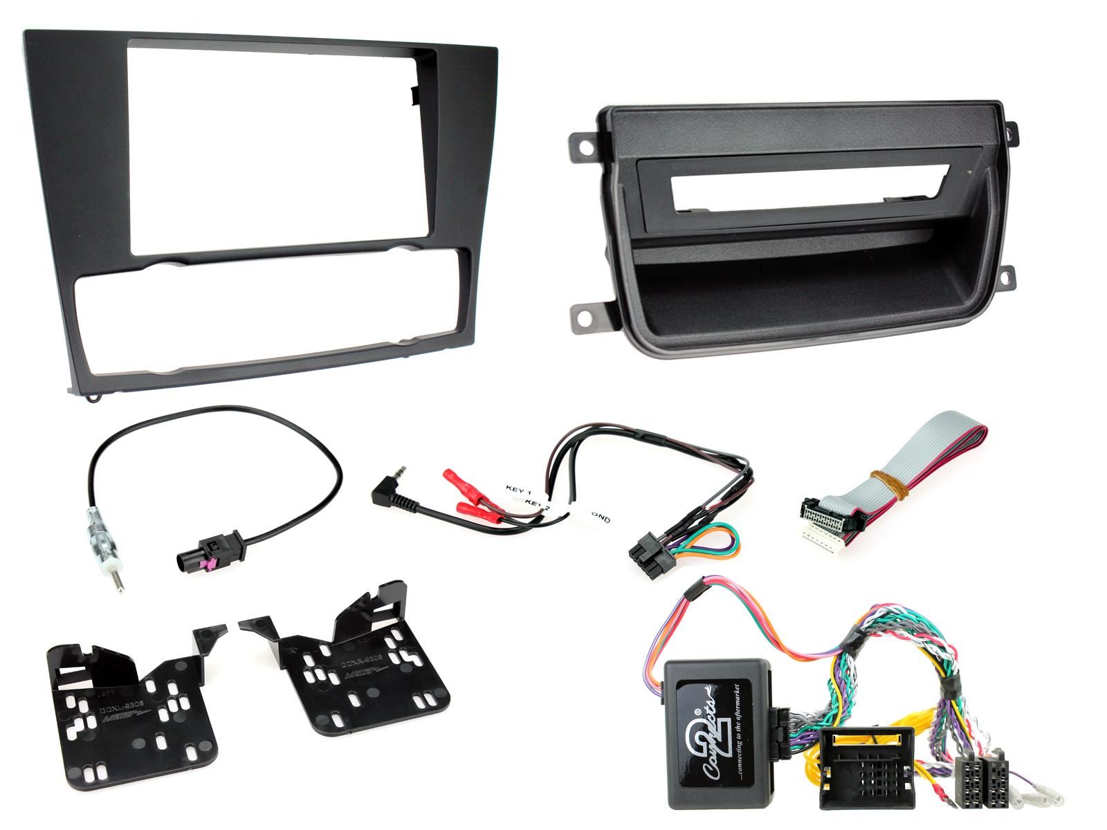 Grundig 6.8" Apple Android Double Din Stereo Fitting Kit + Steering Wheel Stalk Controls to fit BMW 3-Series 2005-12