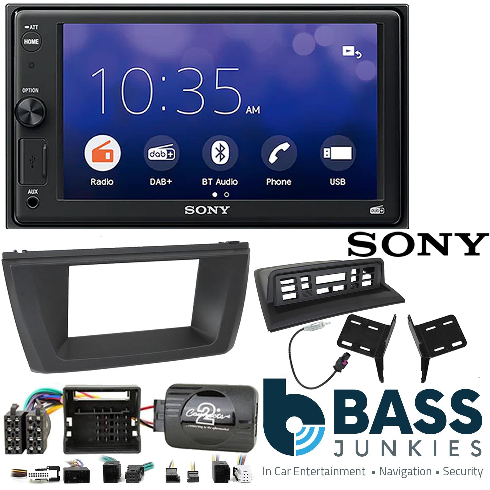 SONY XAV-1550D DAB+ Smart Bluetooth Car Radio + Stereo fitting kit + Steering Wheel Controls Loom for BMW X3 2003-2010