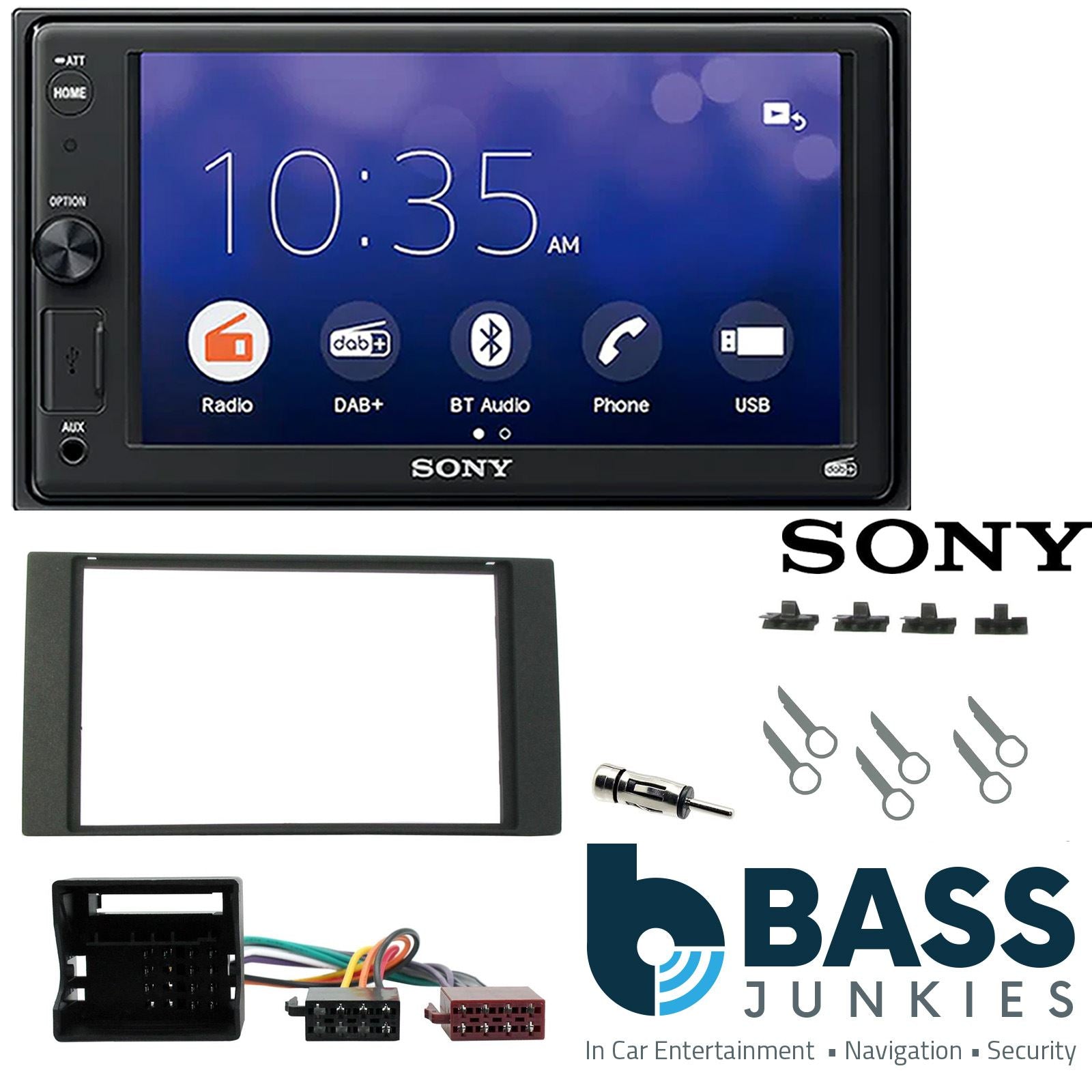 SONY XAV-1550D DAB+ Smart Bluetooth Car Radio + Stereo fitting kit + ISO Wiring Loom for Ford Focus 2004-2007 | Ford Fusion 2005-2012 | Ford C-Max 2003-2010