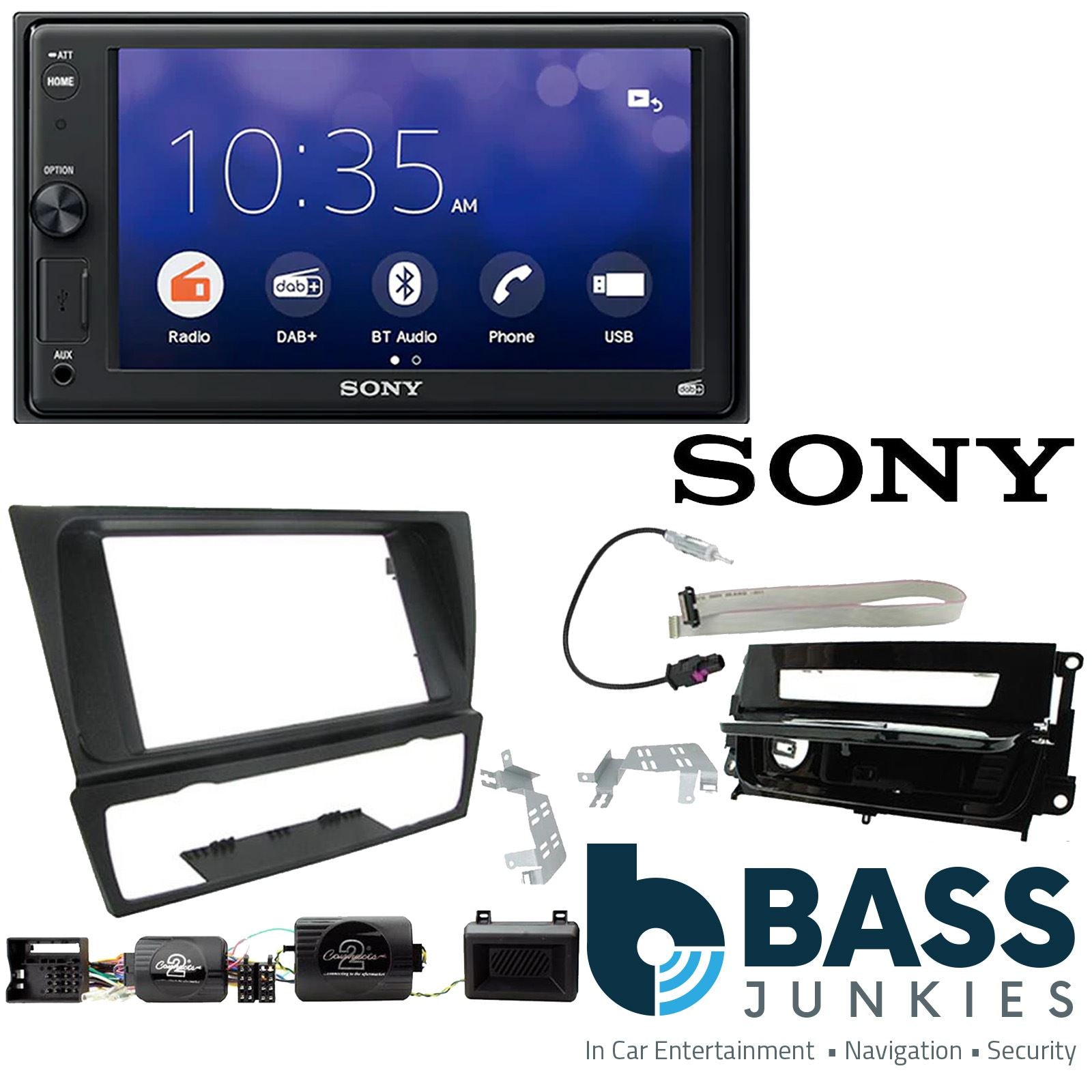 SONY XAV-1550D DAB+ Smart Bluetooth Car Radio + Stereo fitting kit + Steering Wheel Controls Loom for BMW 3-Series E90, 2005-2012 | E91, 2005-2012 | E92, 2005-2012 | E93, 2005-2012