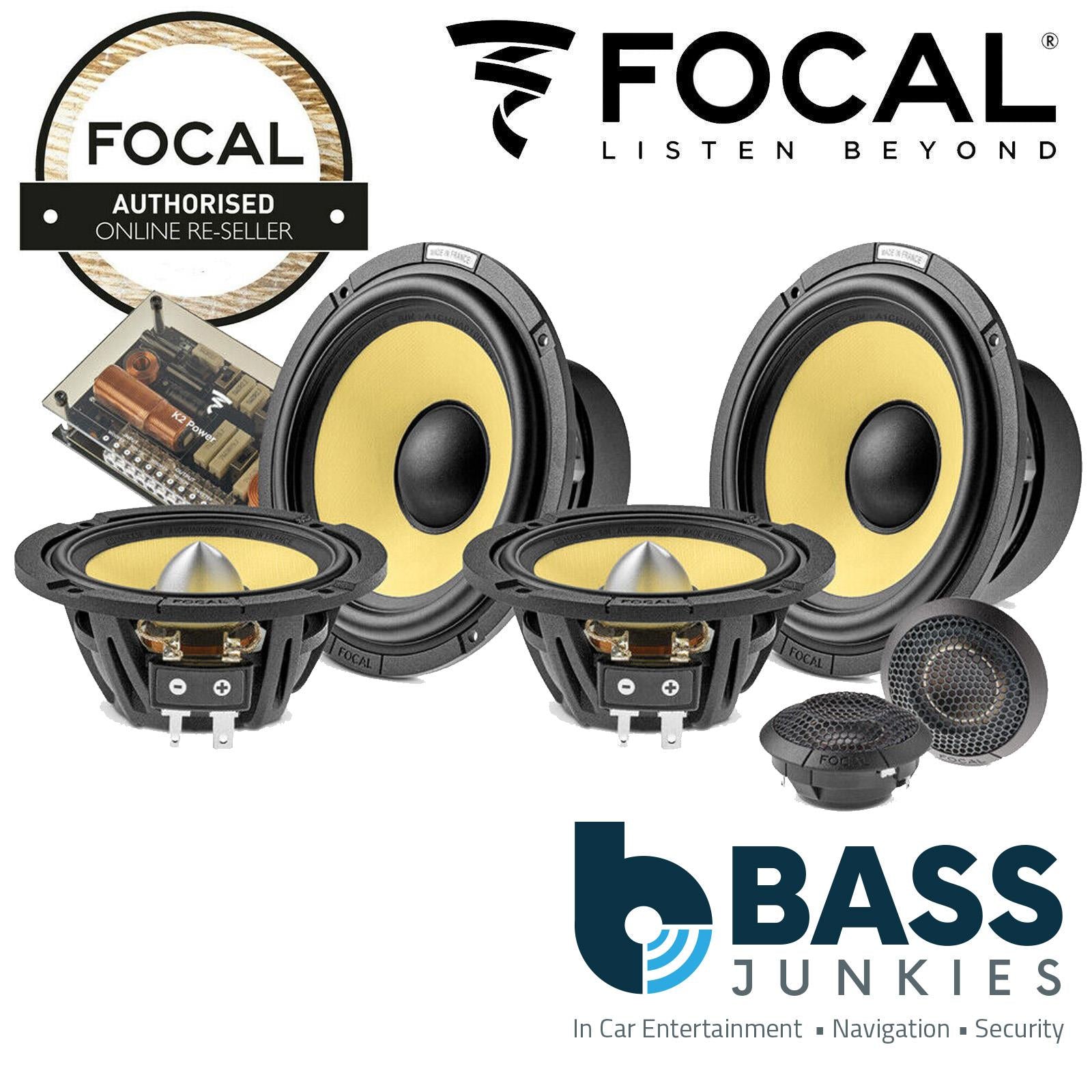 Focal ES165KX3 - ELITE K2 Power, 240 Watts 165mm 6.5" 3 Way Component Kit Car Door Speakers, 100W (RMS)