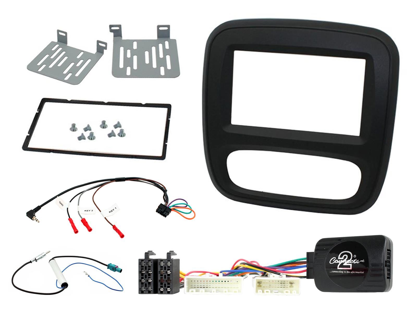 Grundig 6.8" Apple Android Double Din Stereo Fitting Kit + Steering Wheel Stalk Controls to fit Renault Trafic 2014-17