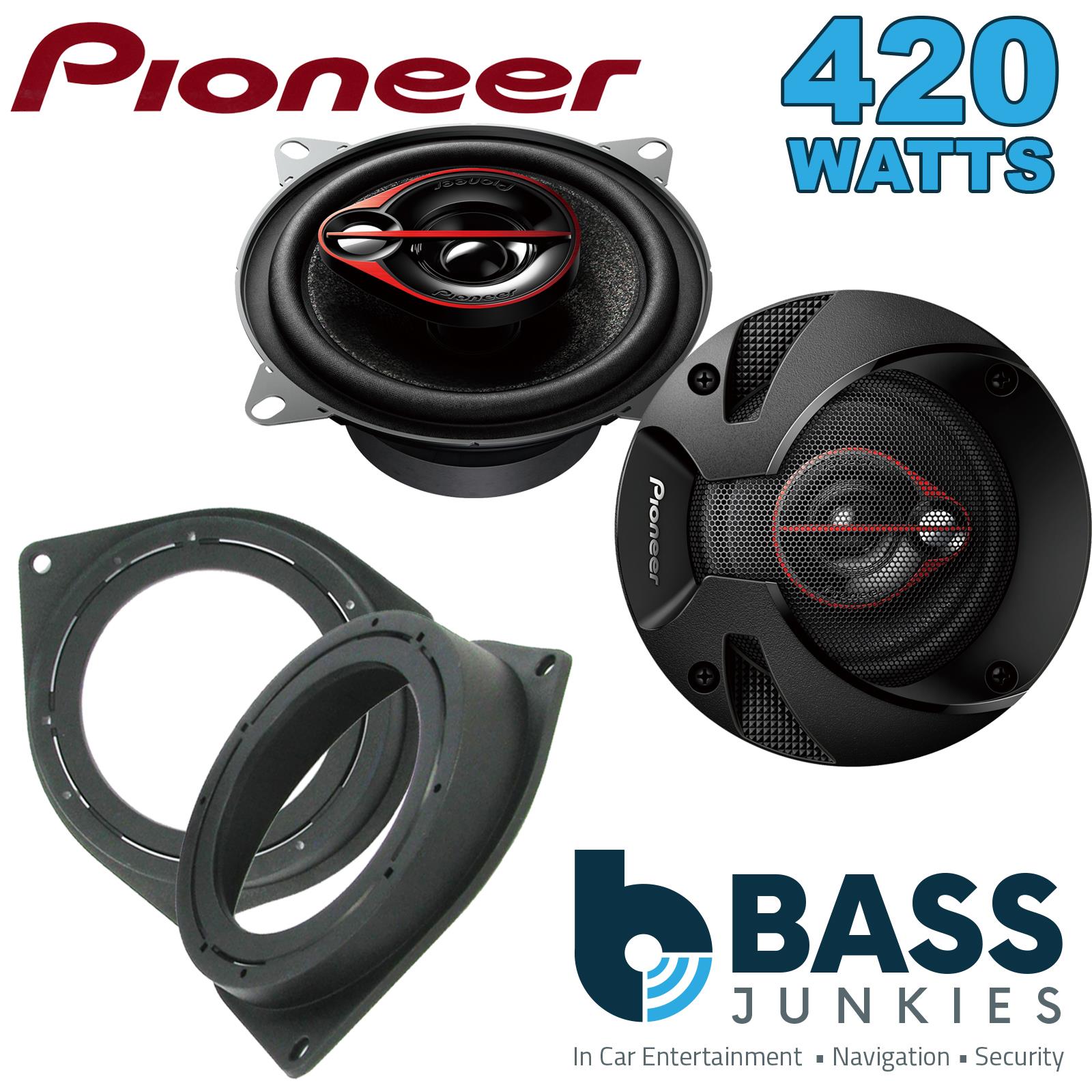 Pionner TS-R1051S 100mm/10cm/4" 3 Way Coaxial Car speakers (Per Pair Max 420|60 watts RMS) Fits Fiat Qubo 2008-18 | 500 07-14 | Bravo 07-14 | Fiorino 08-21 | Punto 12-21 | Grande-Punto 05-09