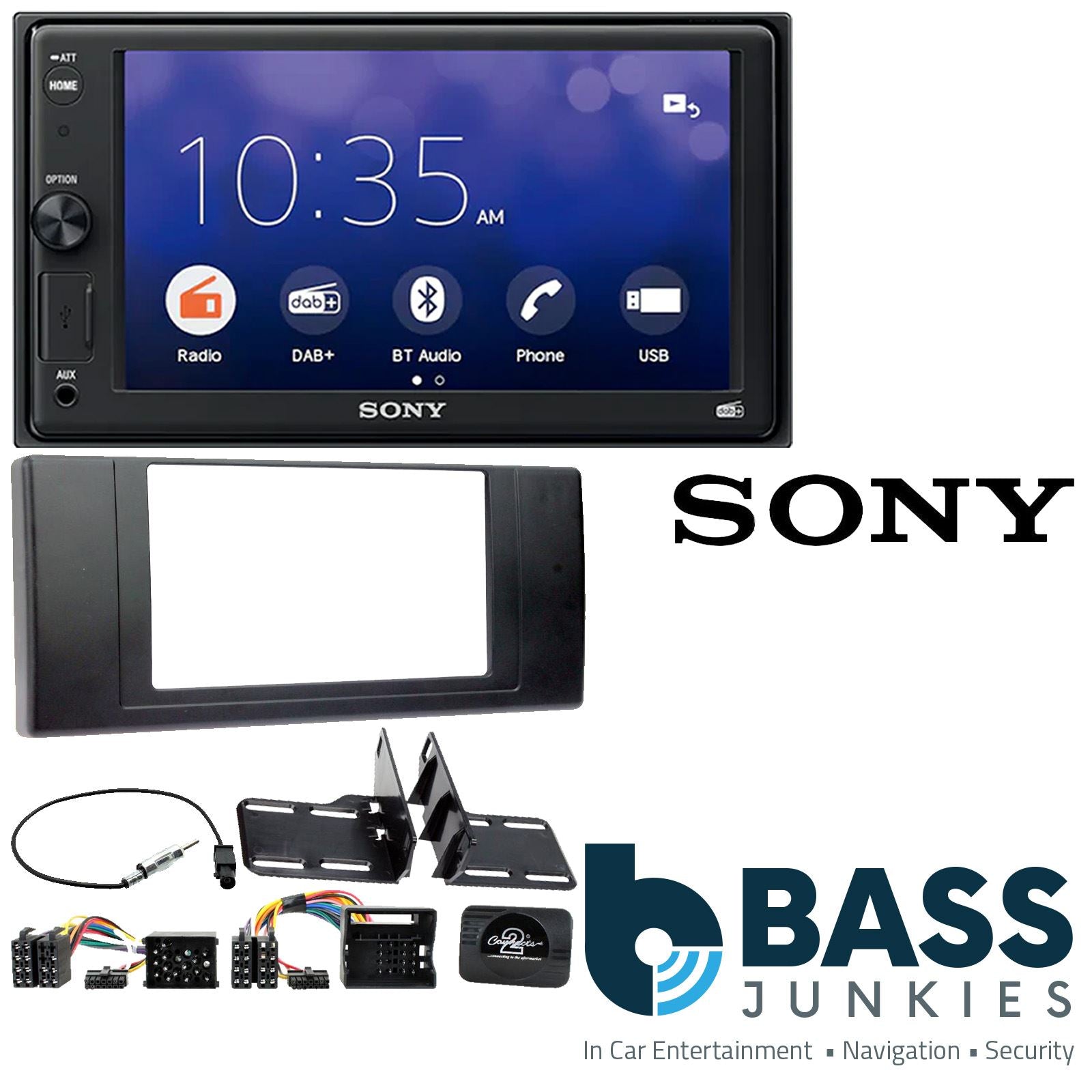 SONY XAV-1550D DAB+ Smart Bluetooth Car Radio + Stereo fitting kit + Steering Wheel Controls Loom for BMW X5 E53 2000-2006