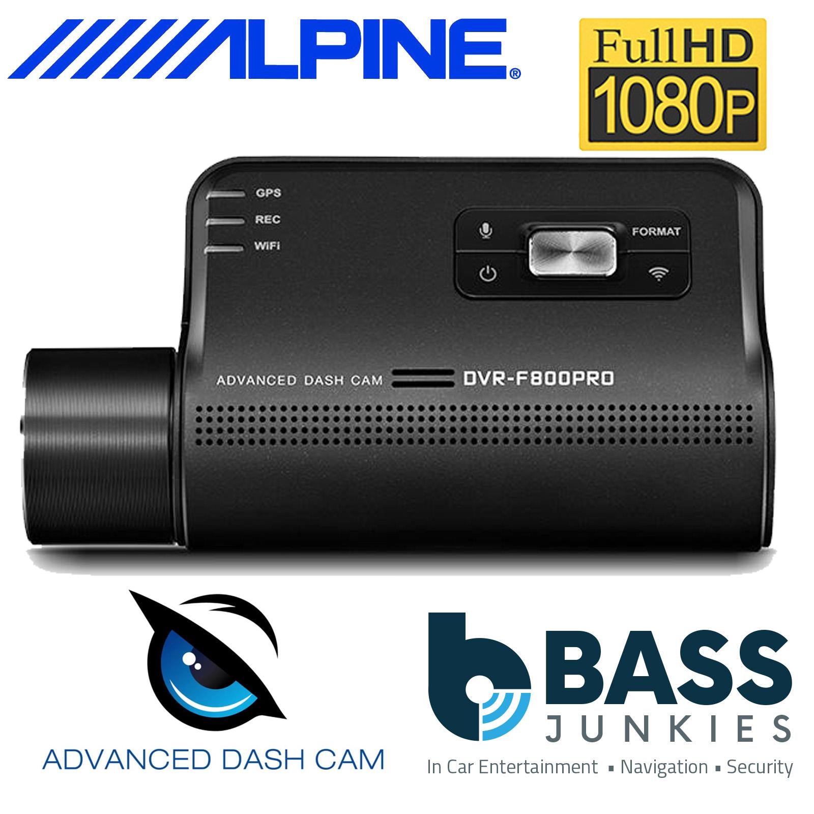 Alpine DVR-F800PRO - 2Ch Front & Rear Wifi GPS Full HD Smartphone Car Dash Cam Camera