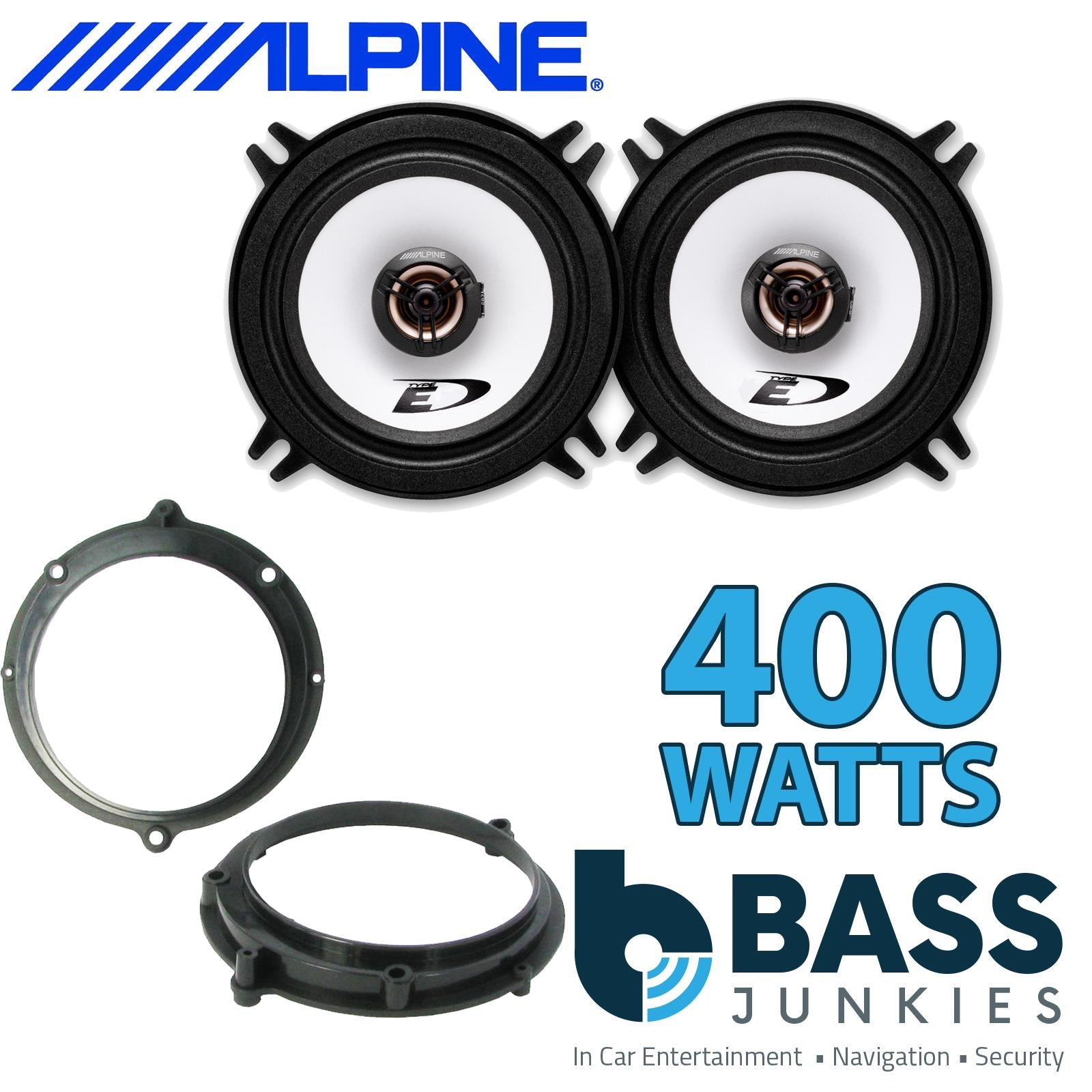 Alpine SXE-1325S 2-Way 130mm/13cm/5.25" Coaxial Speakers (Per Pair 400 Watts) Fits Audi A4 1994-00