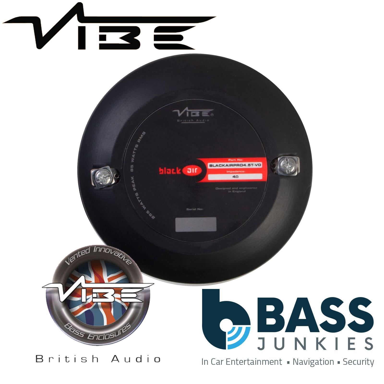 Vibe BLACKAIRPRO4.5T-V0 4.5 inch 115mm 255 Watt BlackAir Car Pro Audio Bullet Single Tweeter