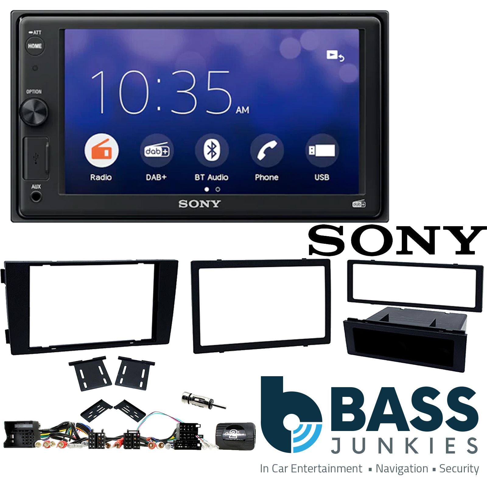 SONY XAV-1550D DAB+ Smart Bluetooth Car Radio + Stereo fitting kit + Steering Wheel Controls Loom for Audi A6 2004-2008