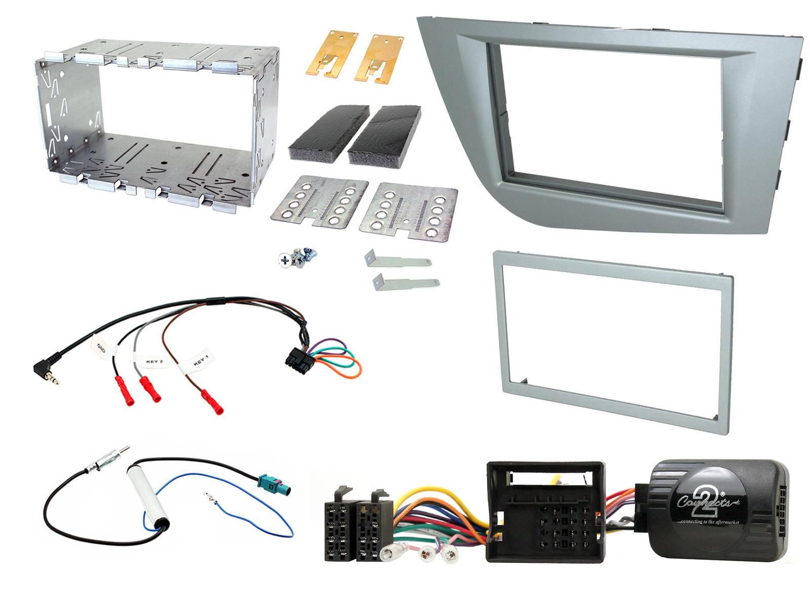 SONY 6.2" Screen Blutooth Double Din Stereo Fitting Kit + Steering Wheel Stalk Controls to fit Seat Leon 2005-12